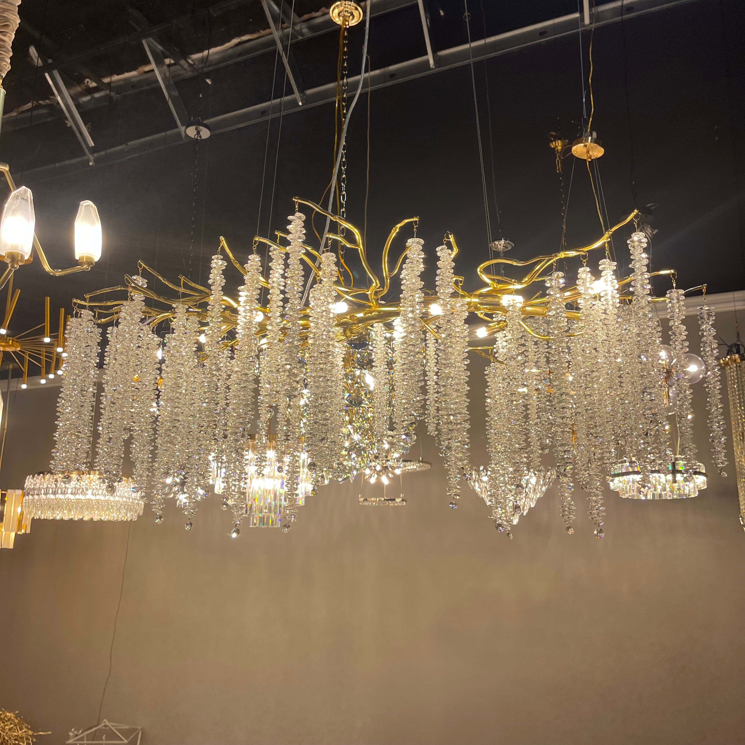 Catherine Crystal Rainfall Linear Branching Chandelier