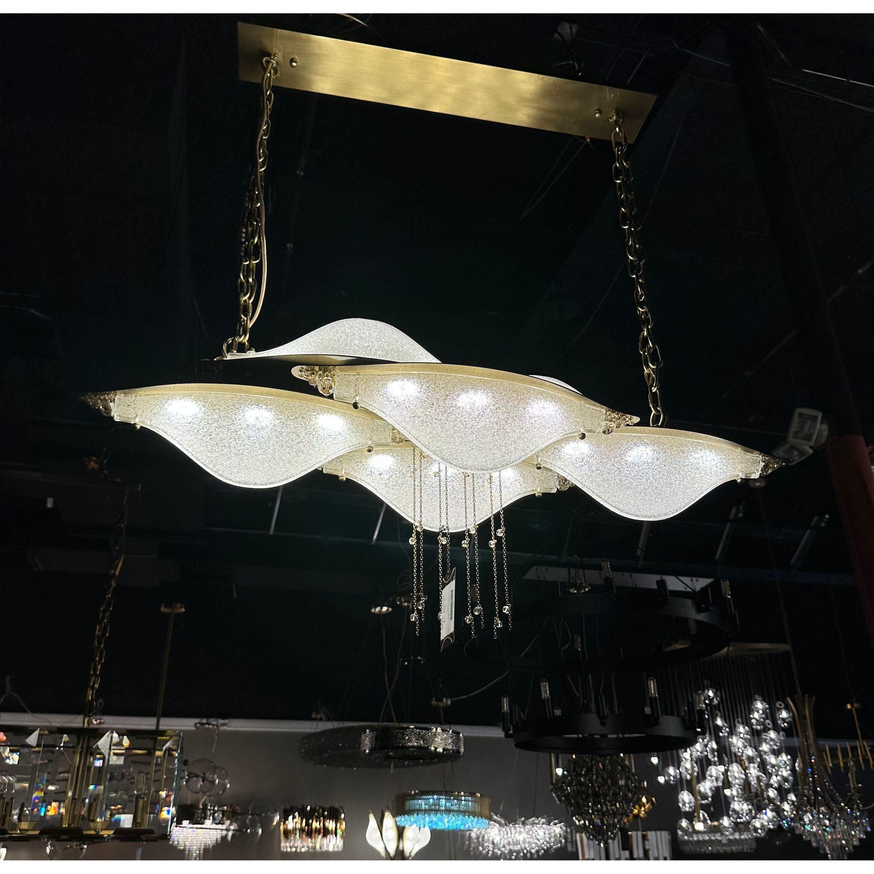 Aria Linear Crystal Murano Flushmount Chandelier - Italian Concept