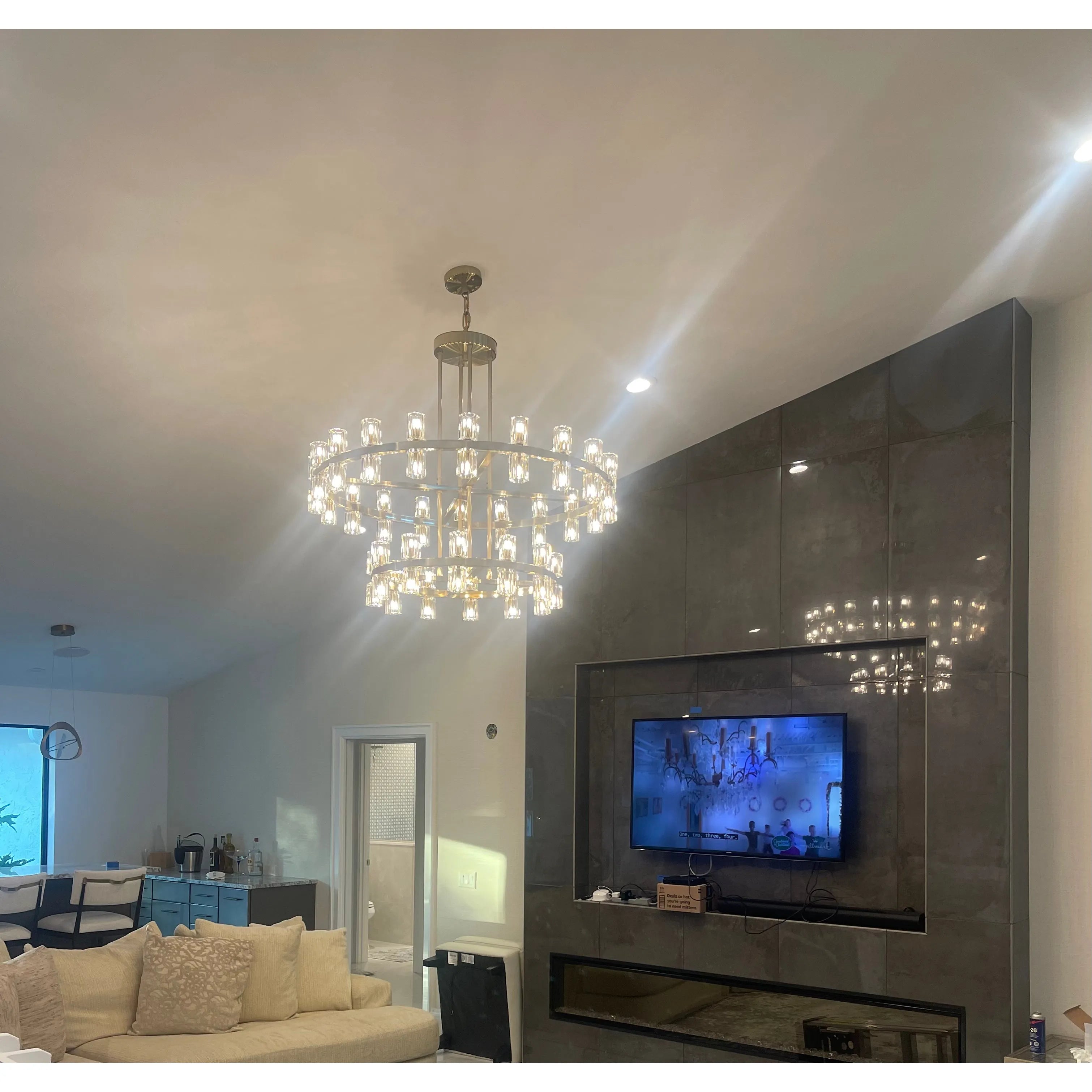 Arroseur 2-Tier 48"W Round Crystal Chandelier - Italian Concept