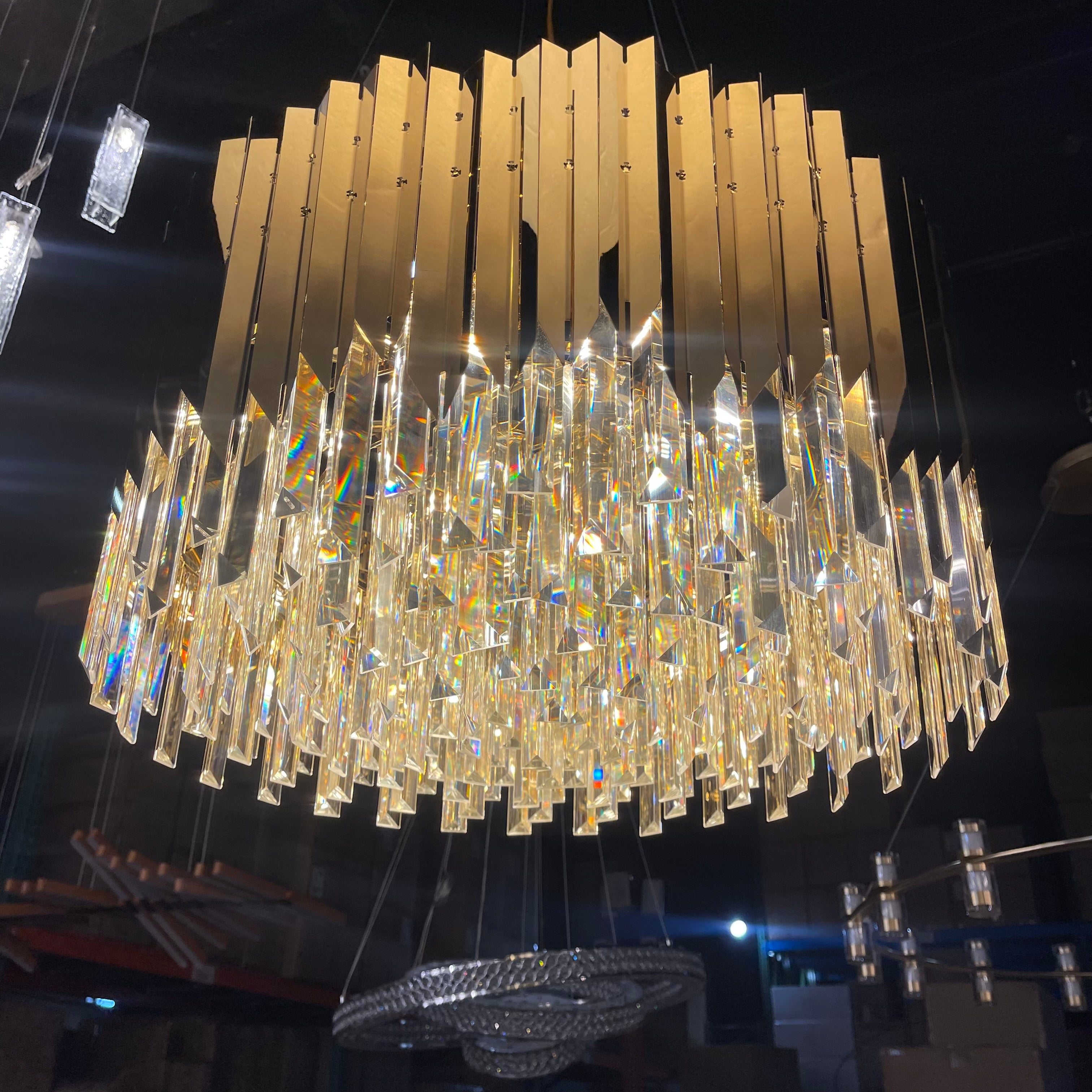 Arrows Steel Crystal Chandelier Round