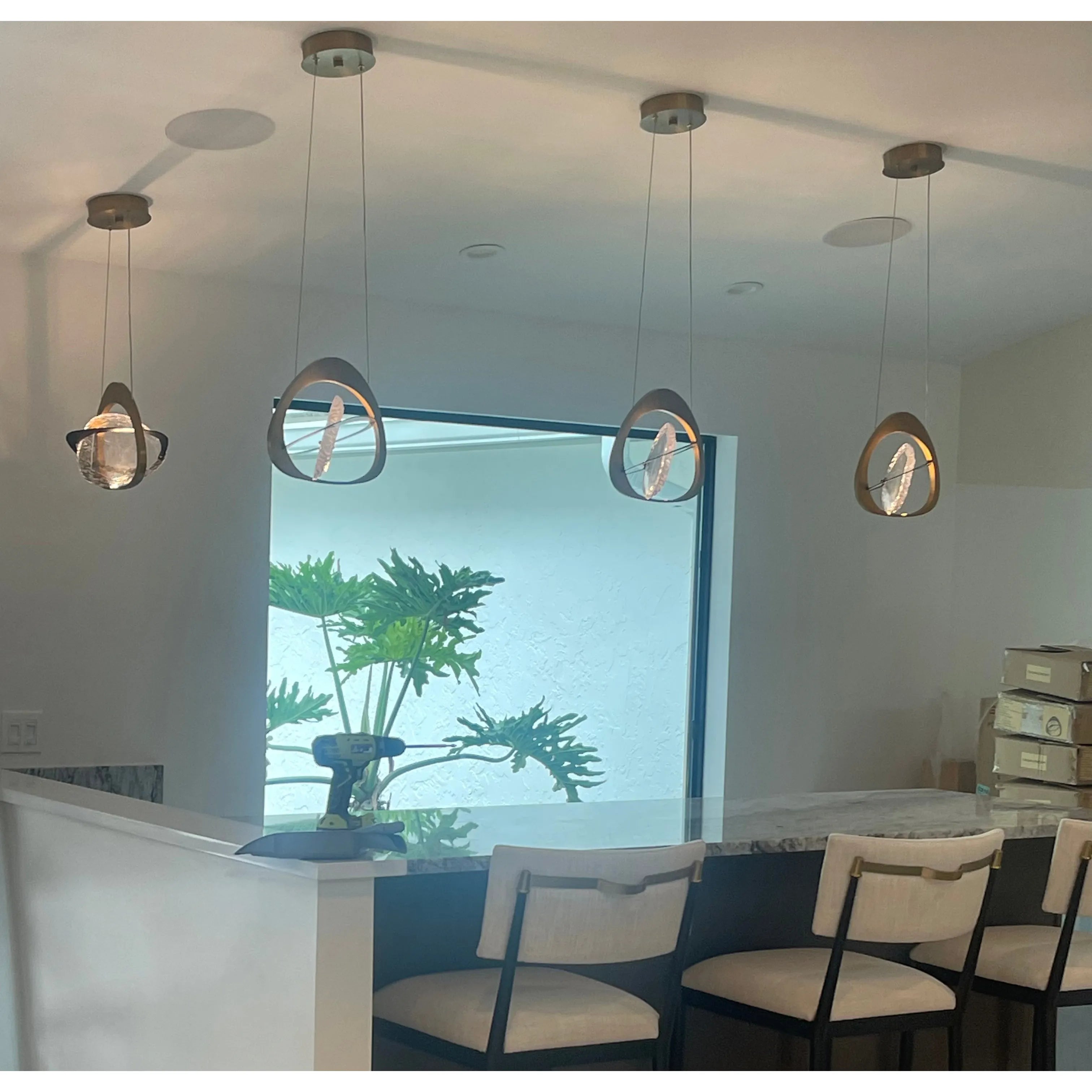 Natural Stone LED Industrial Crystal Pendant Light