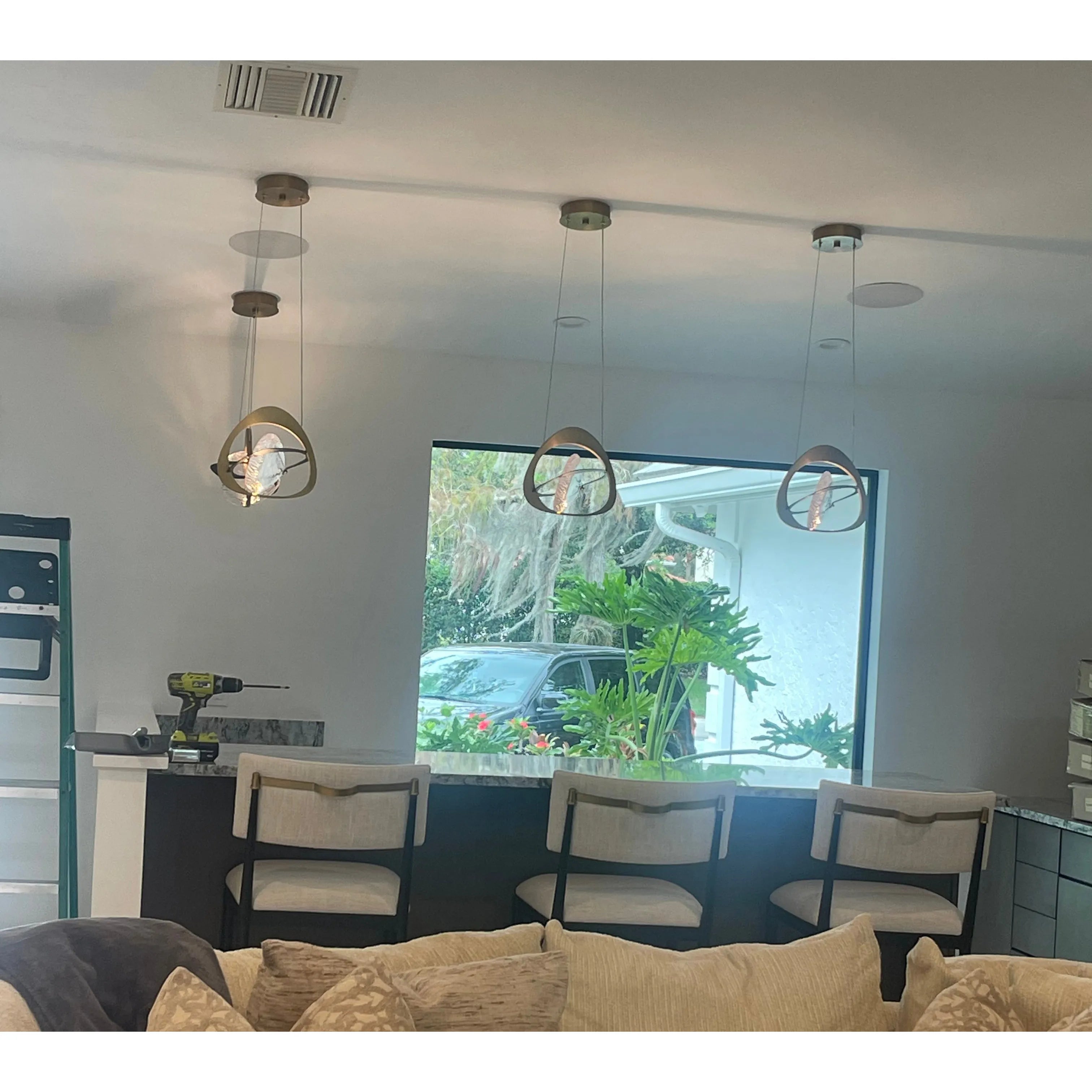 Natural Stone LED Industrial Crystal Pendant Light