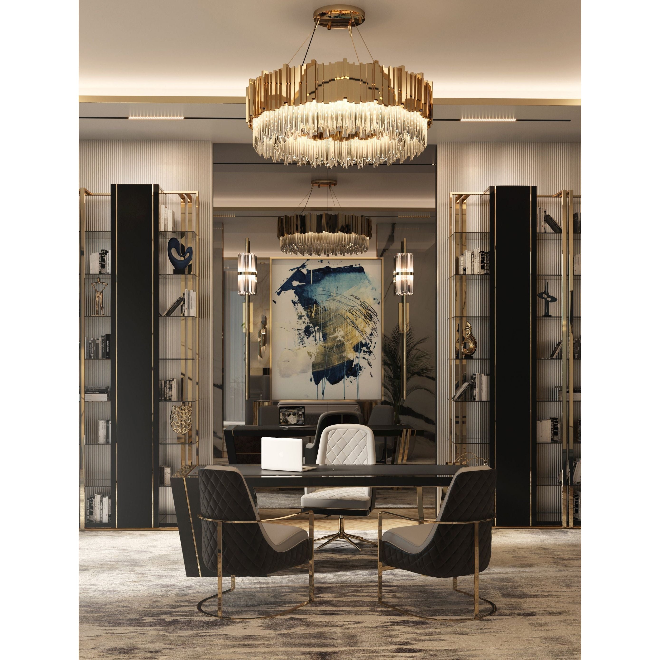 Colonnade 2-Tier Round Crystal Chandelier - Italian Concept