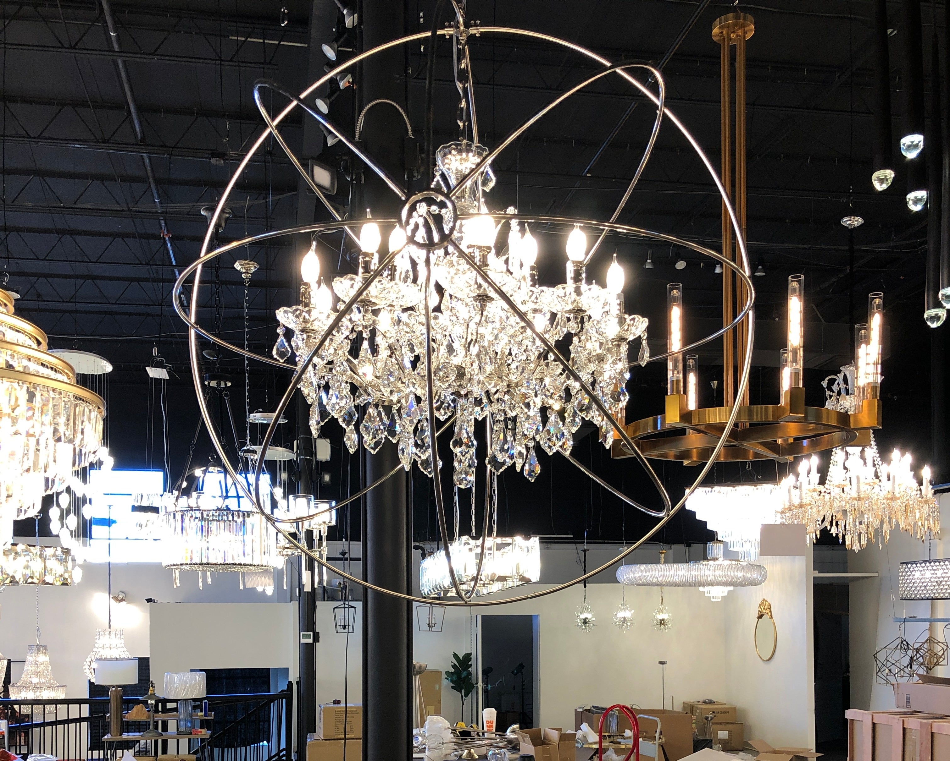 MN Iron Orb Crystal Chandelier