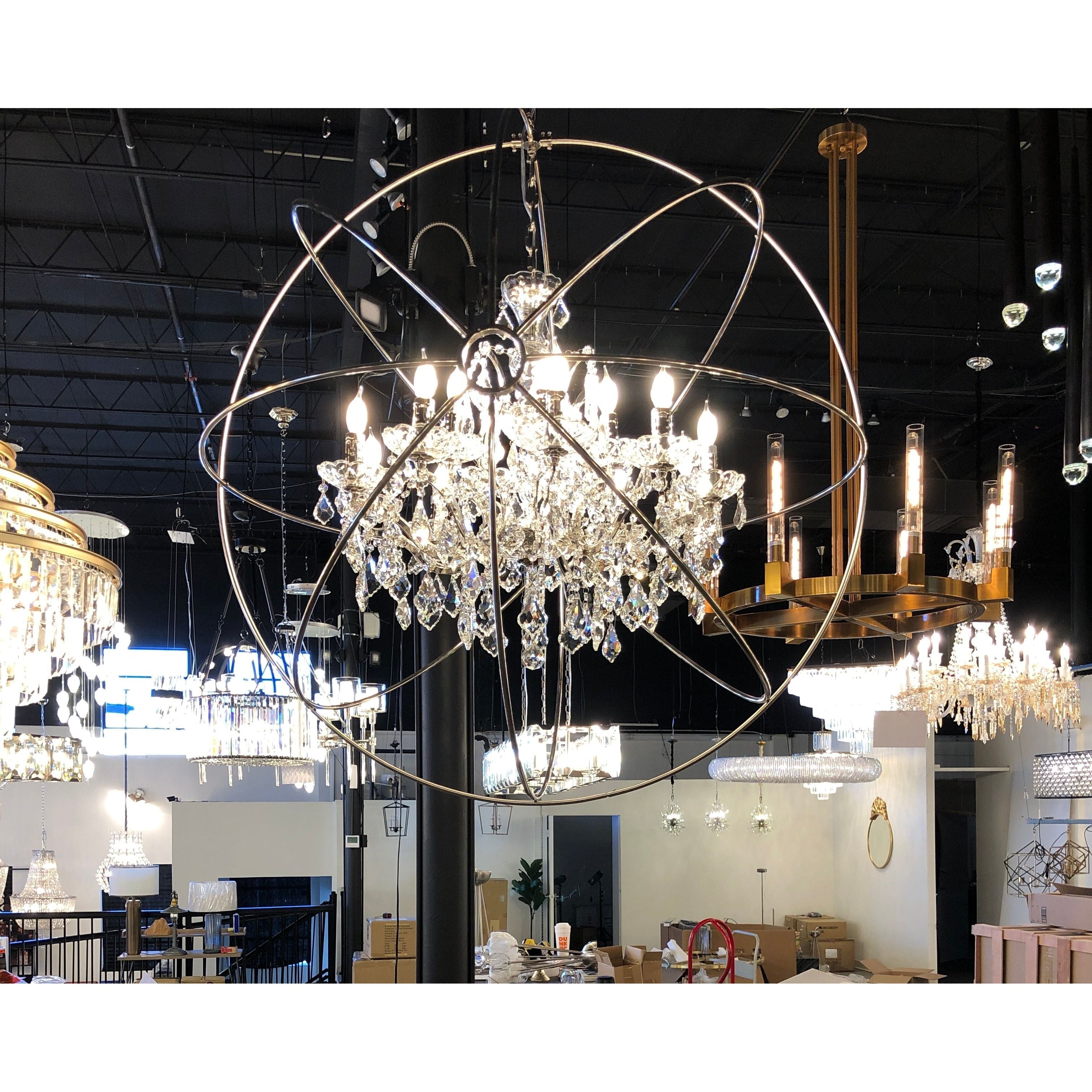 MN Iron Orb Crystal Chandelier