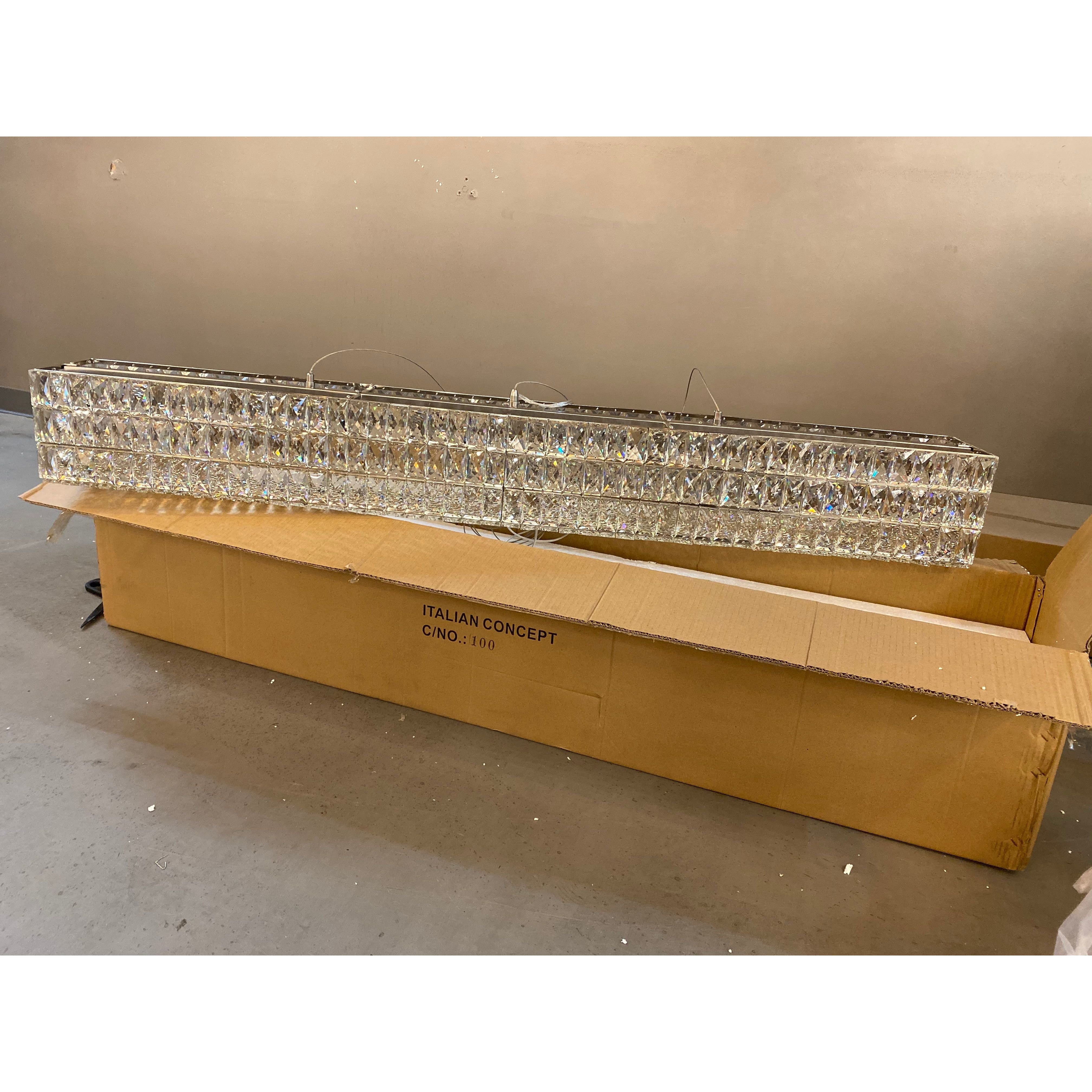 Mia Rectangular 3-Tier Crystal Chandelier
