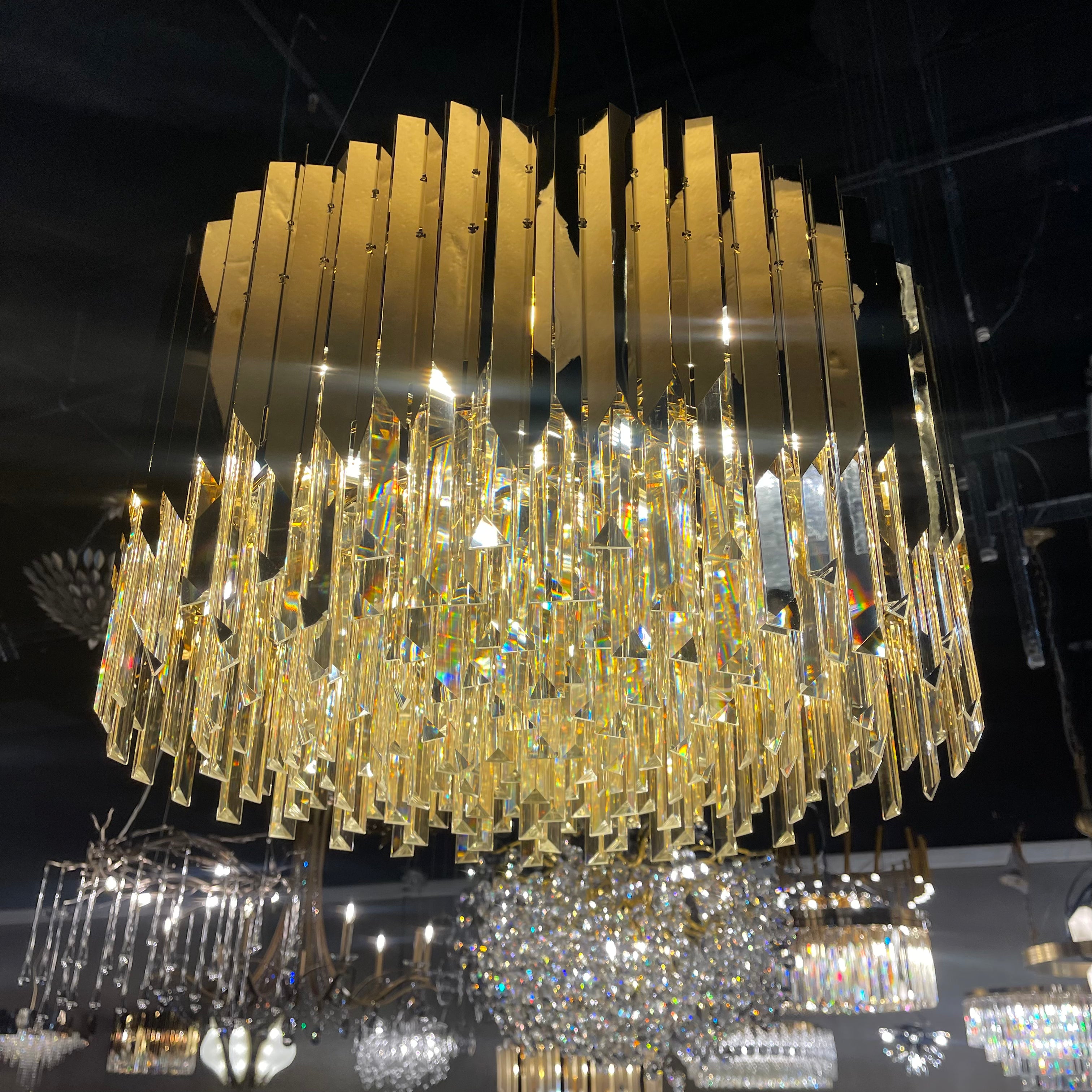 Arrows Steel Crystal Chandelier Round - Italian Concept