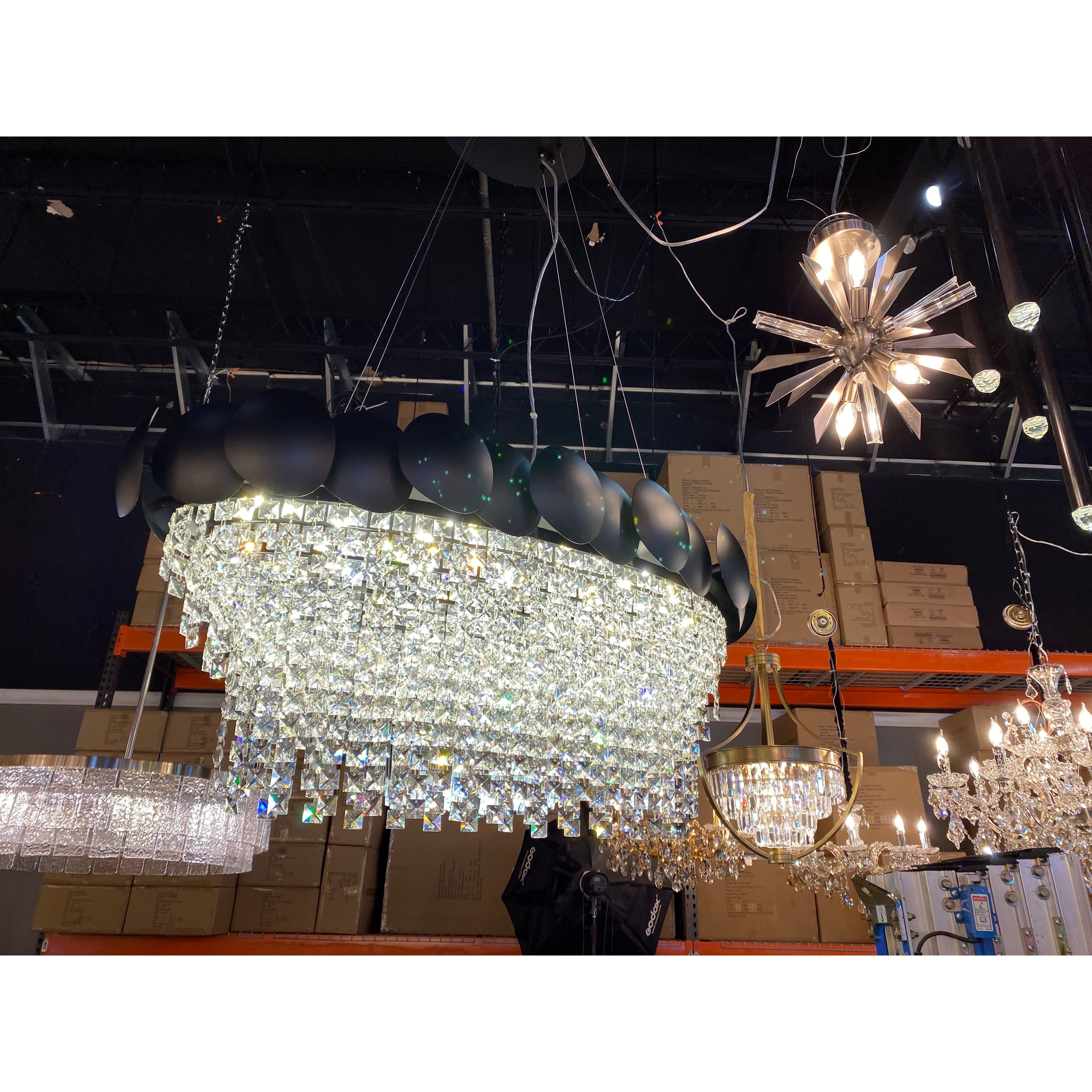 Amadeo Black Frame Clear Crystal Chandelier