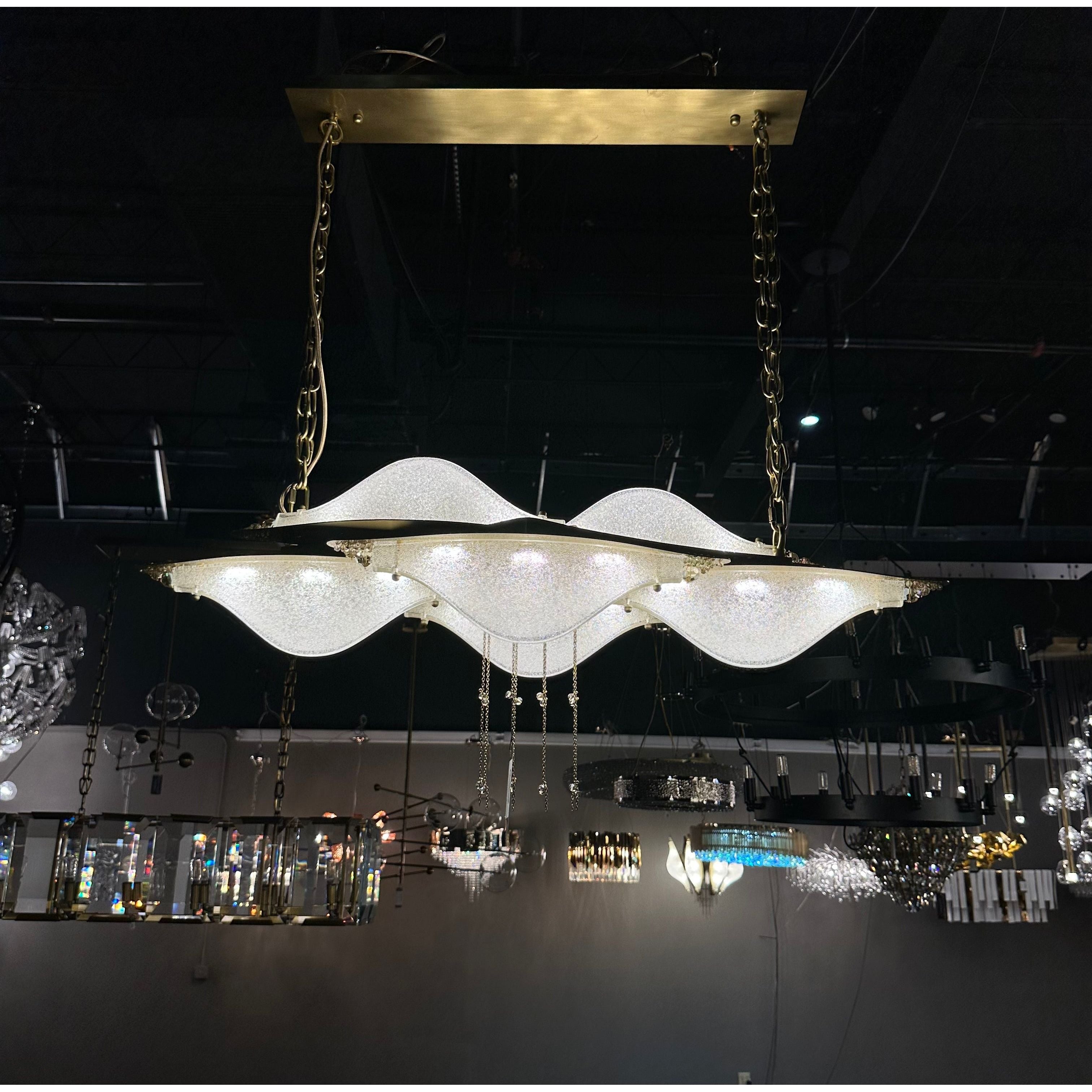 Aria Linear Crystal Murano Flushmount Chandelier - Italian Concept
