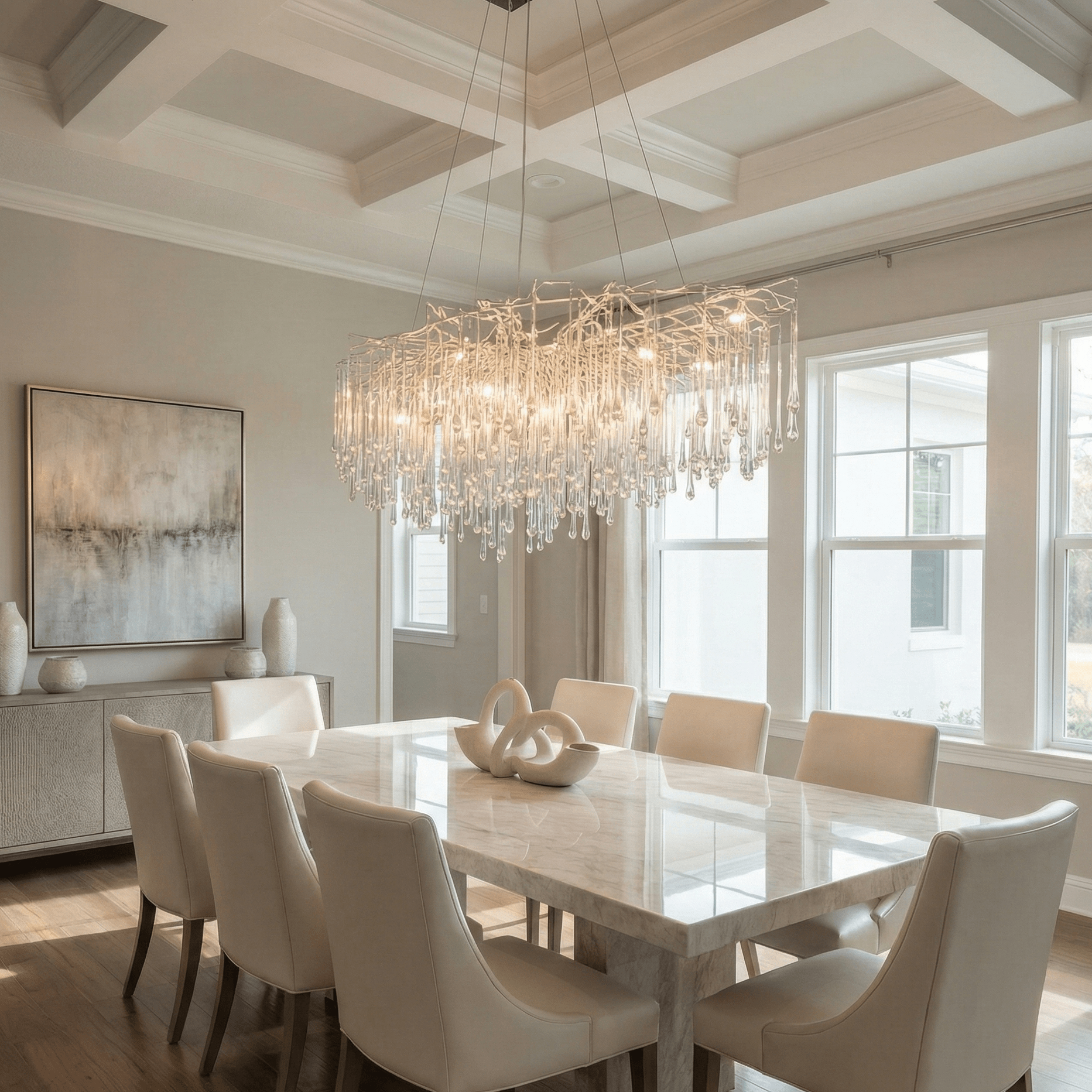 Lukas Oval Branching Brass Linear Teardrop Chandelier - Chandelier