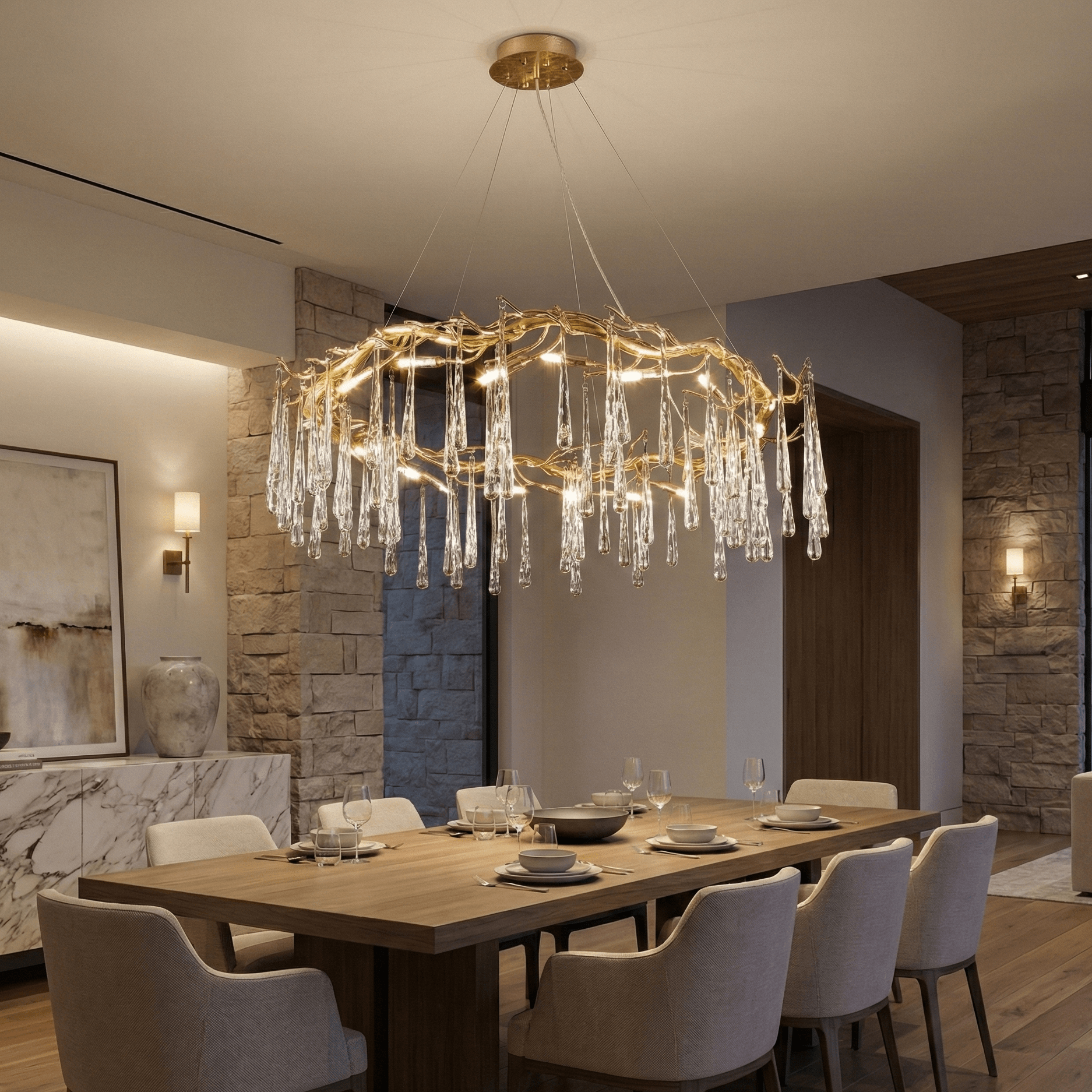 Lukas Halo Branching Round Teardrop Chandelier - Chandelier