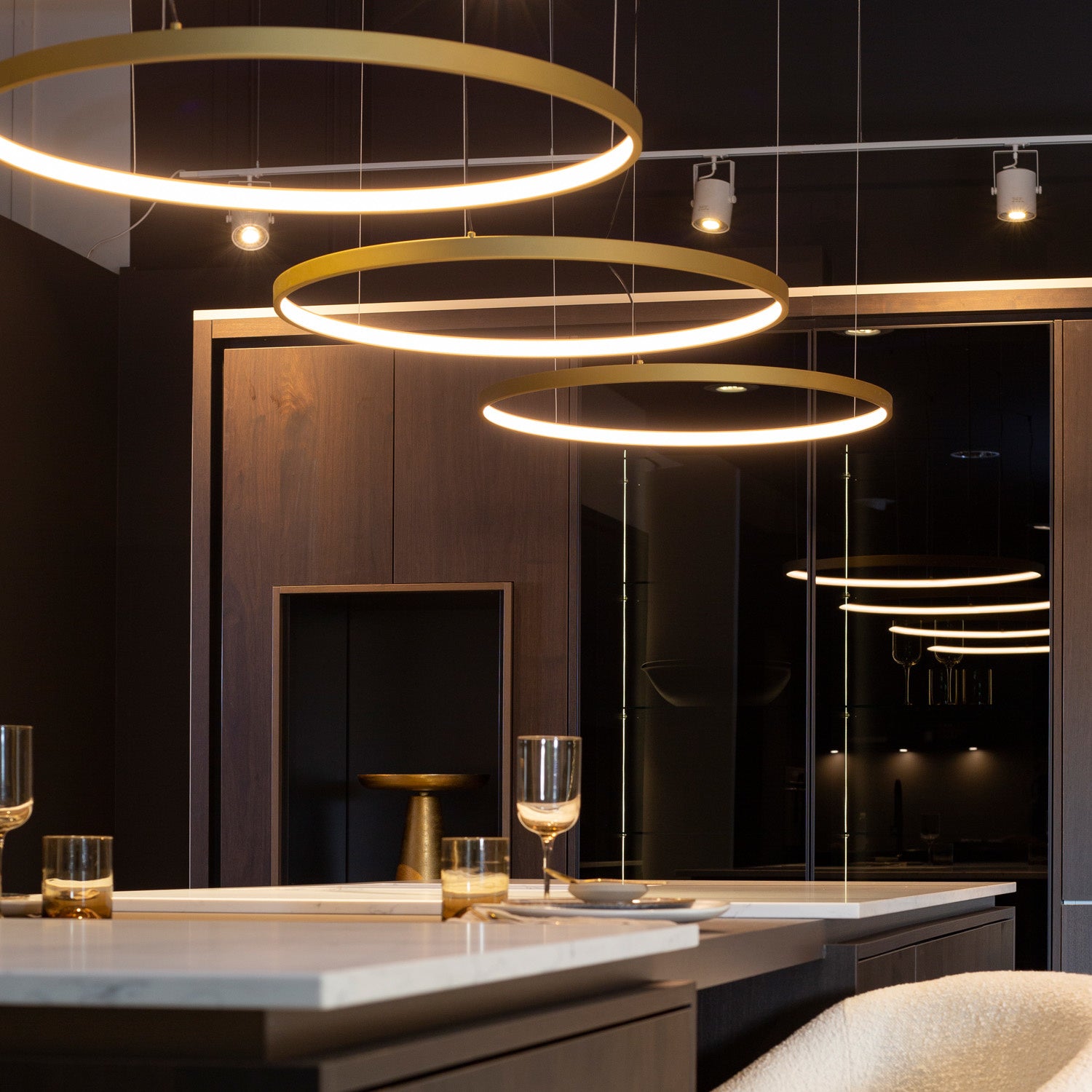 Liana Round 4-Ring Cascade LED Chandelier - Italian Concept