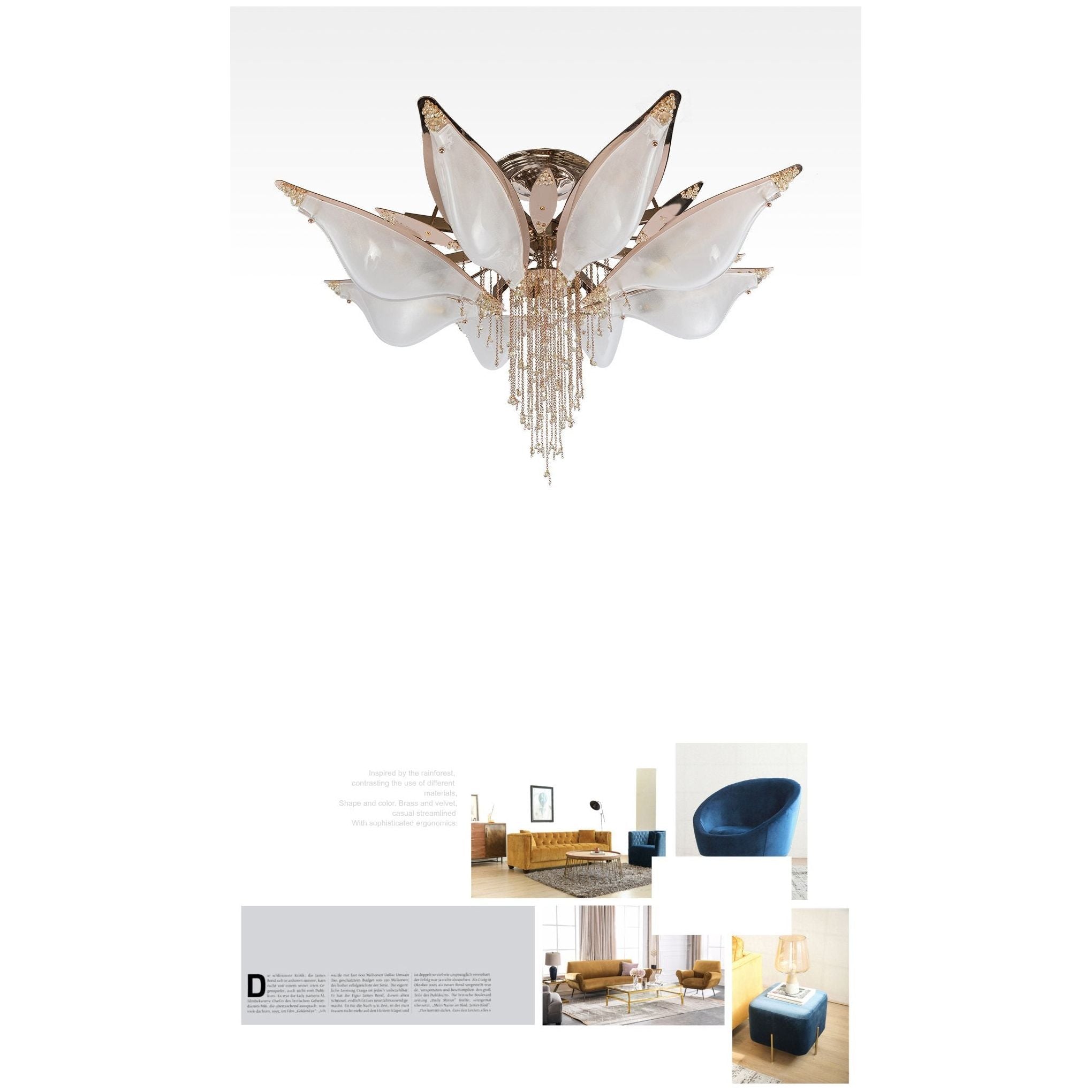 Aria Open-Flower Crystal Murano Flushmount Chandelier - Italian Concept -