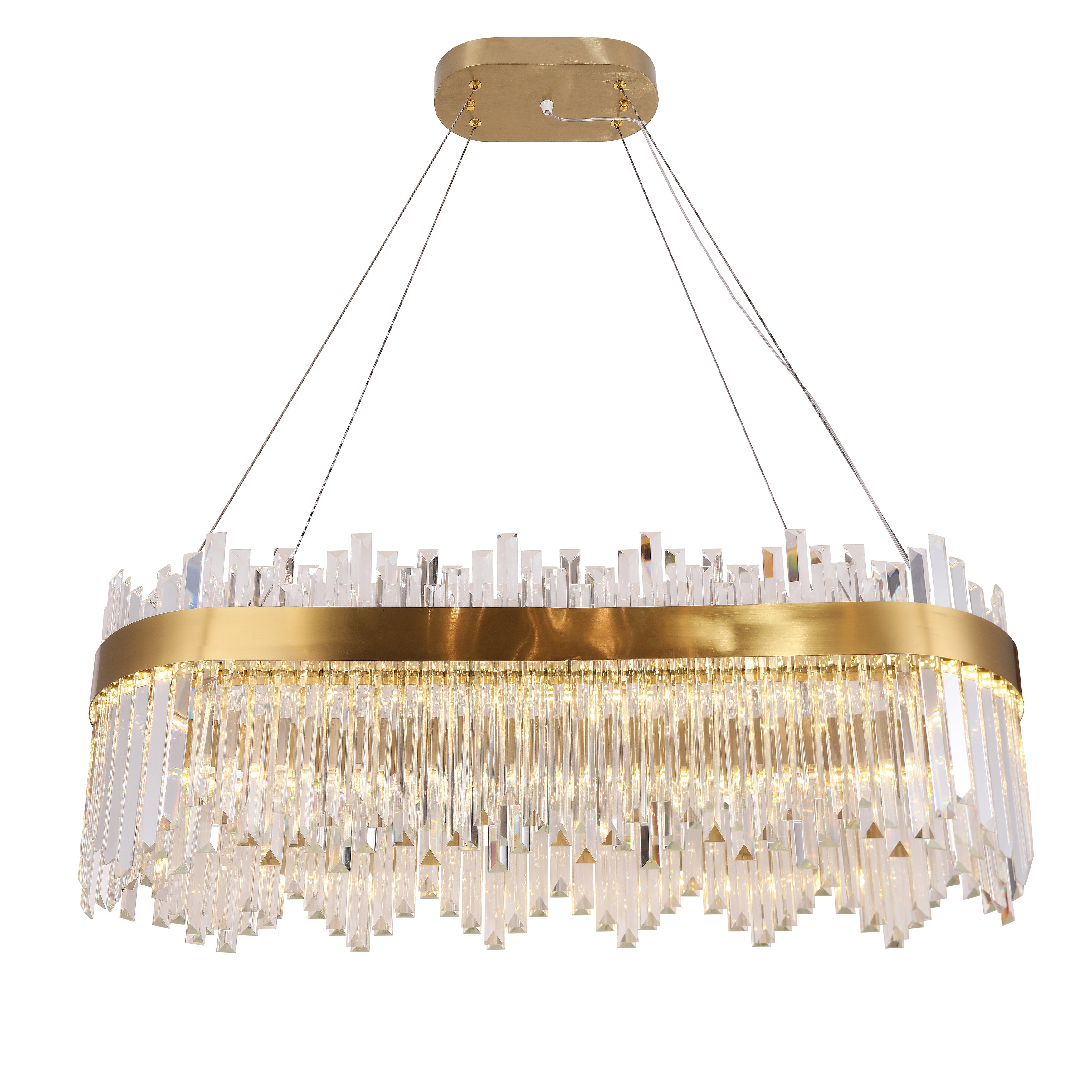 Cebal Odeon Oval / Linear Crystal Fringe Chandelier - Italian Concept -
