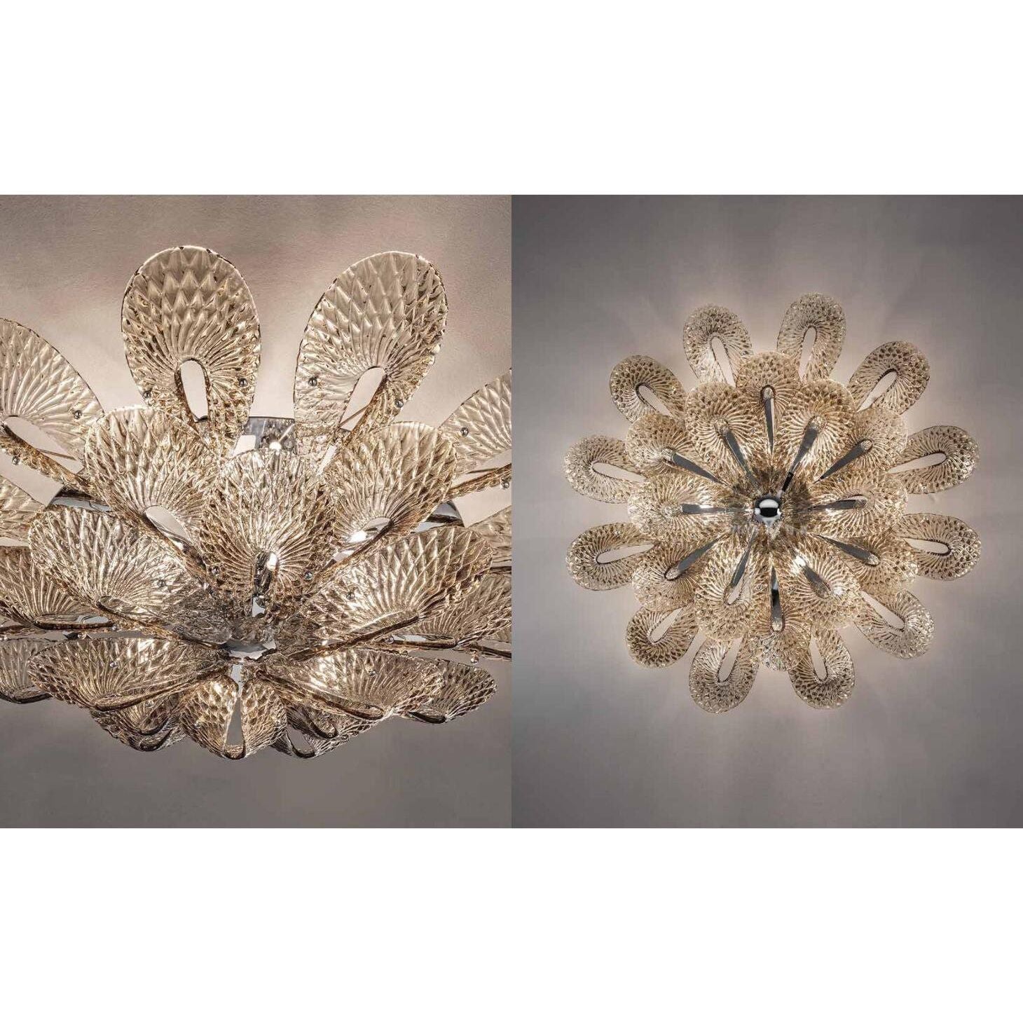 Flushmount Bella Murano Glass Flower Chandelier - Italian Concept