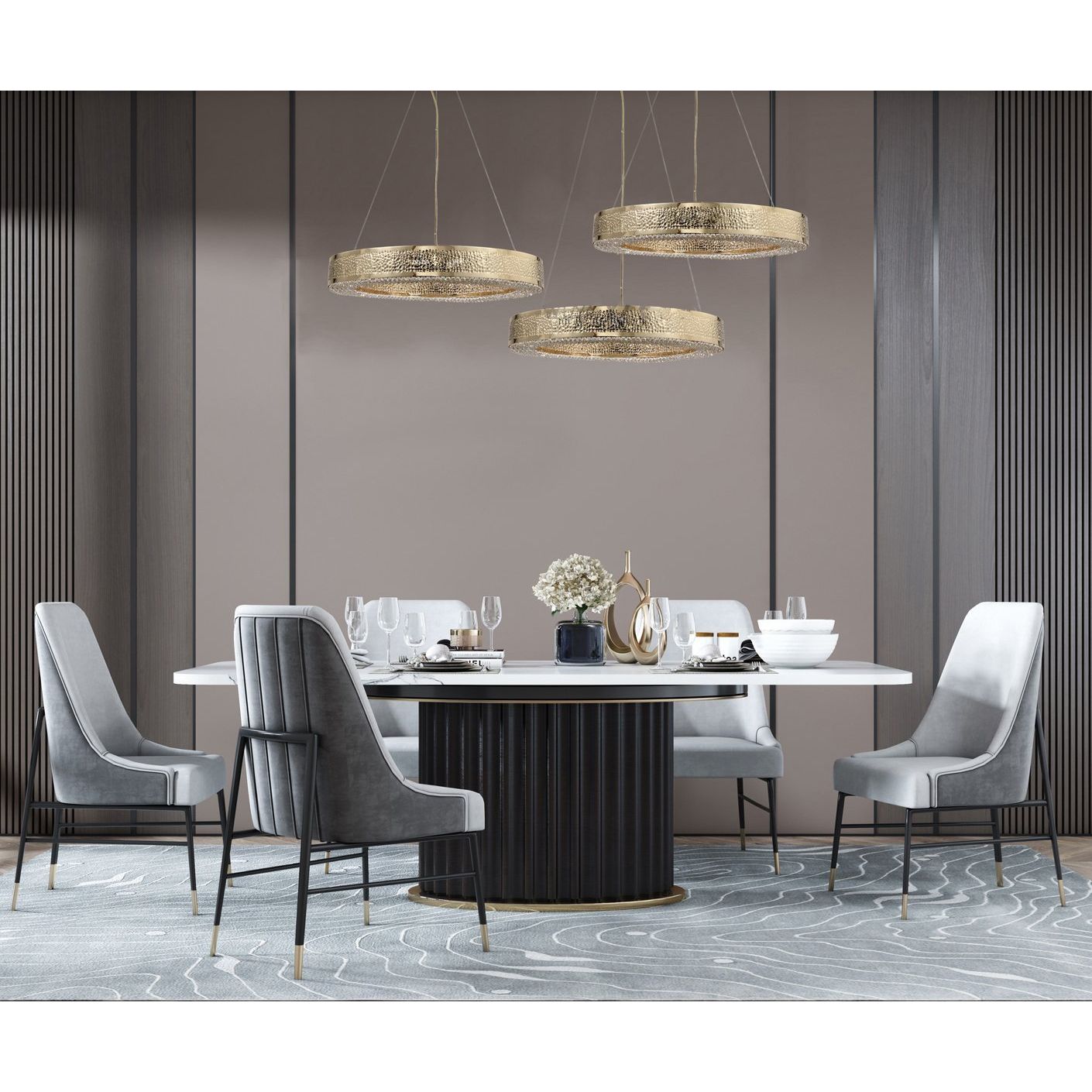 Ambrosi Round Brass Crystal Ring Chandelier - Italian Concept -