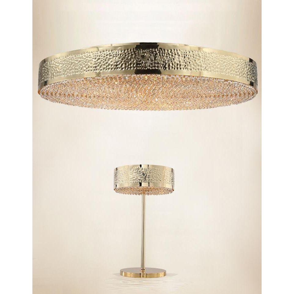 Ambrosi Round Brass Crystal Ring Chandelier - Italian Concept -
