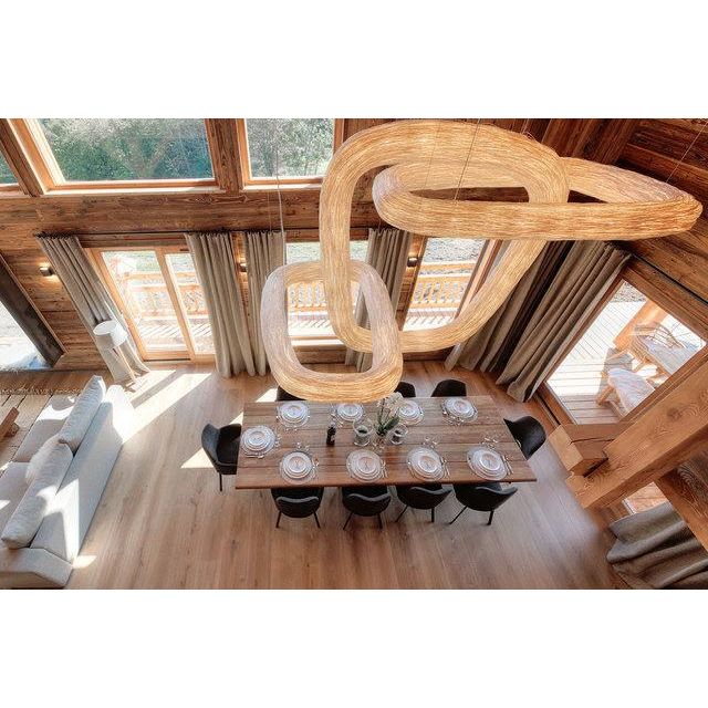 Triple Orbit Wood Foyer Chandelier - Italian Concept -