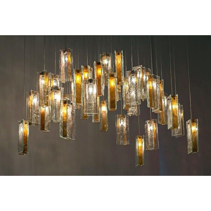 Rain Rectangular Cluster Glass tile Pendant Chandelier - Italian Concept -