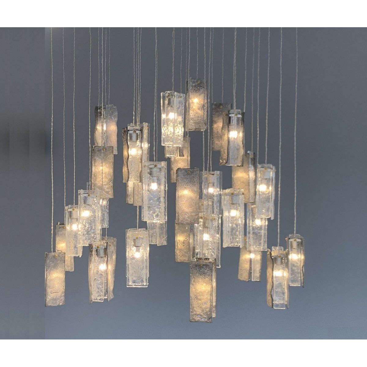 Rain Rectangular Cluster Glass tile Pendant Chandelier - Italian Concept -