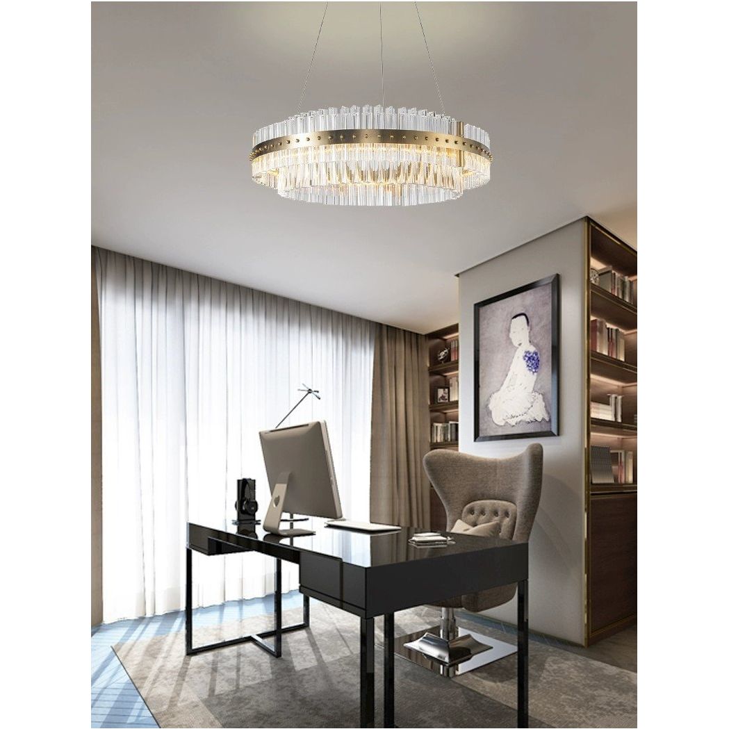 Aquinox 2-Tier Round Crystal Ring LED Chandelier - Italian Concept -
