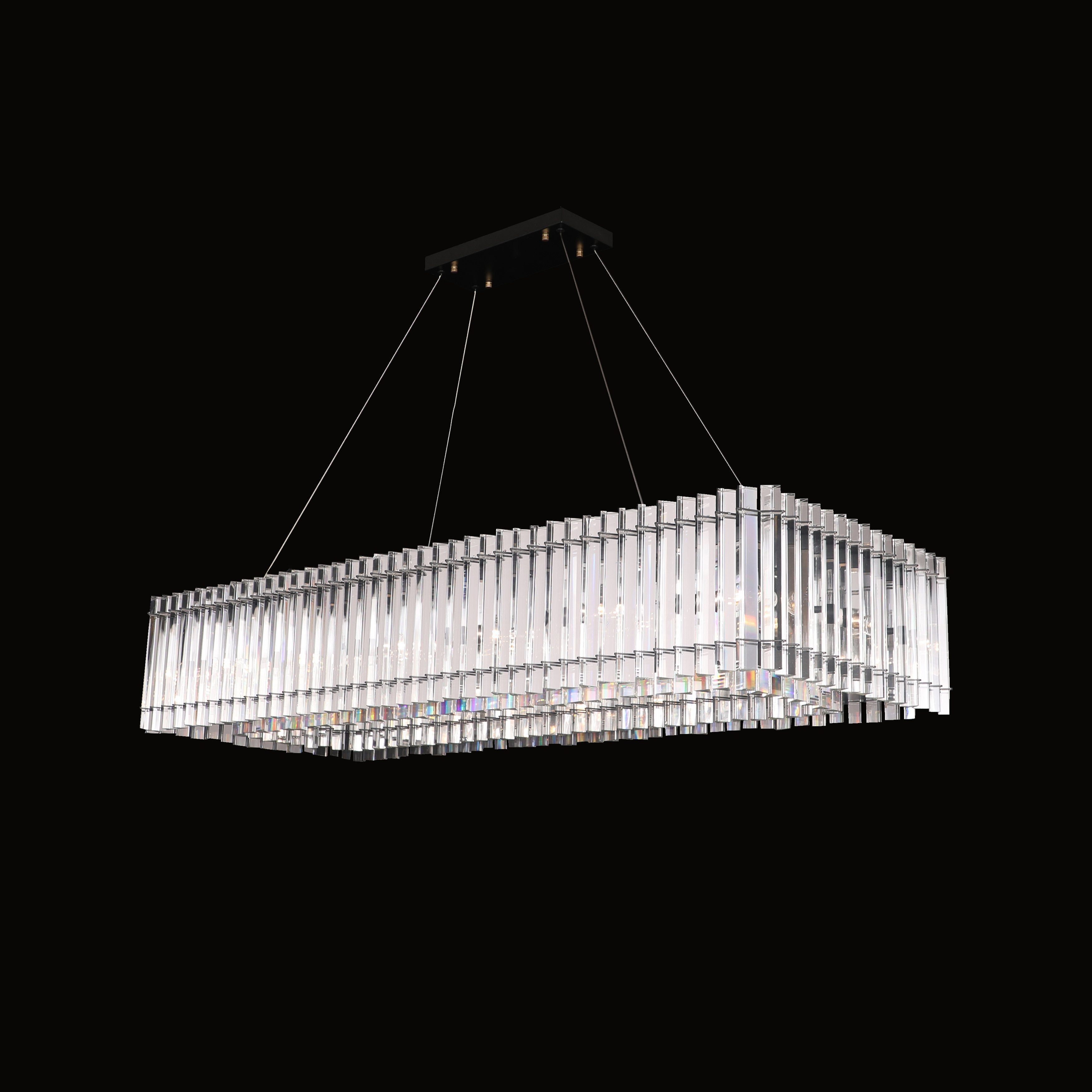 Apex Odeon Crystal Fringe 1-tier Rectangular Chandelier - Italian Concept -