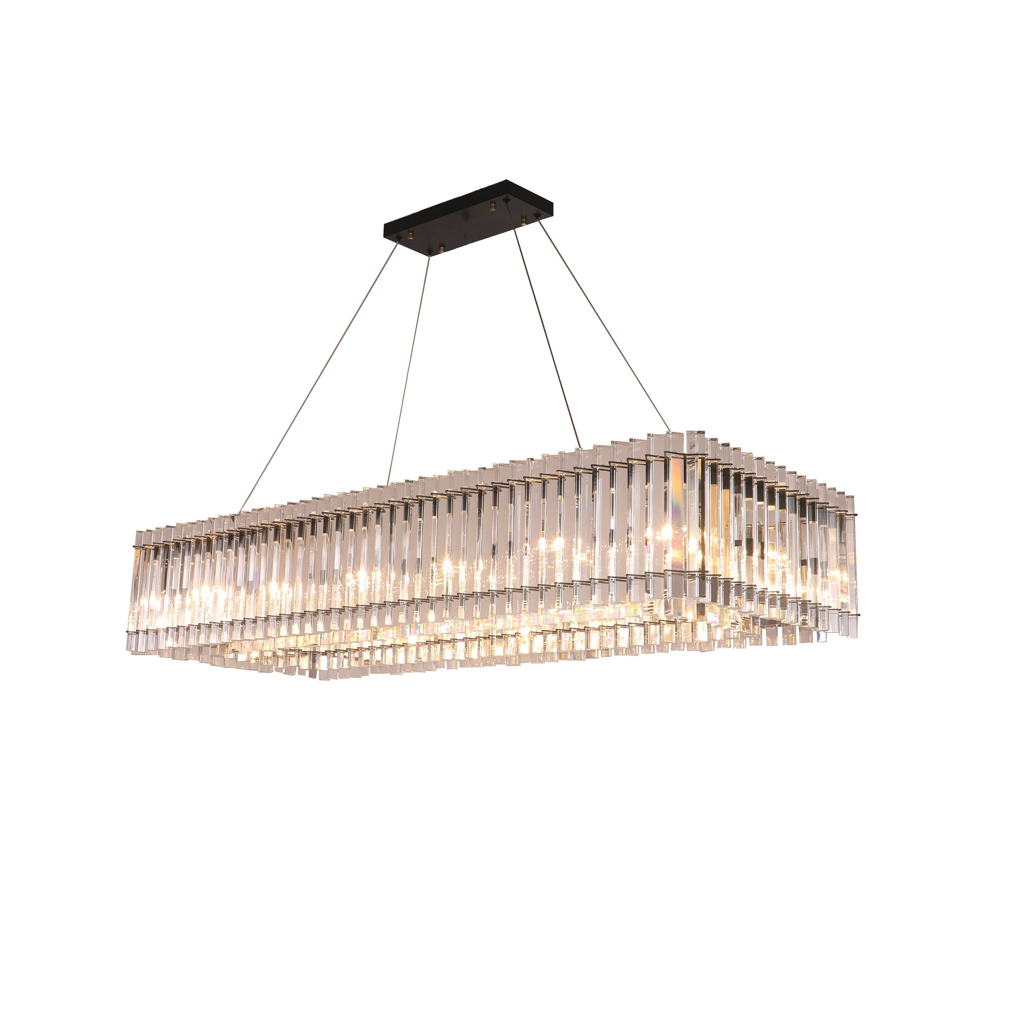 Apex Odeon Crystal Fringe 1-tier Rectangular Chandelier - Italian Concept -
