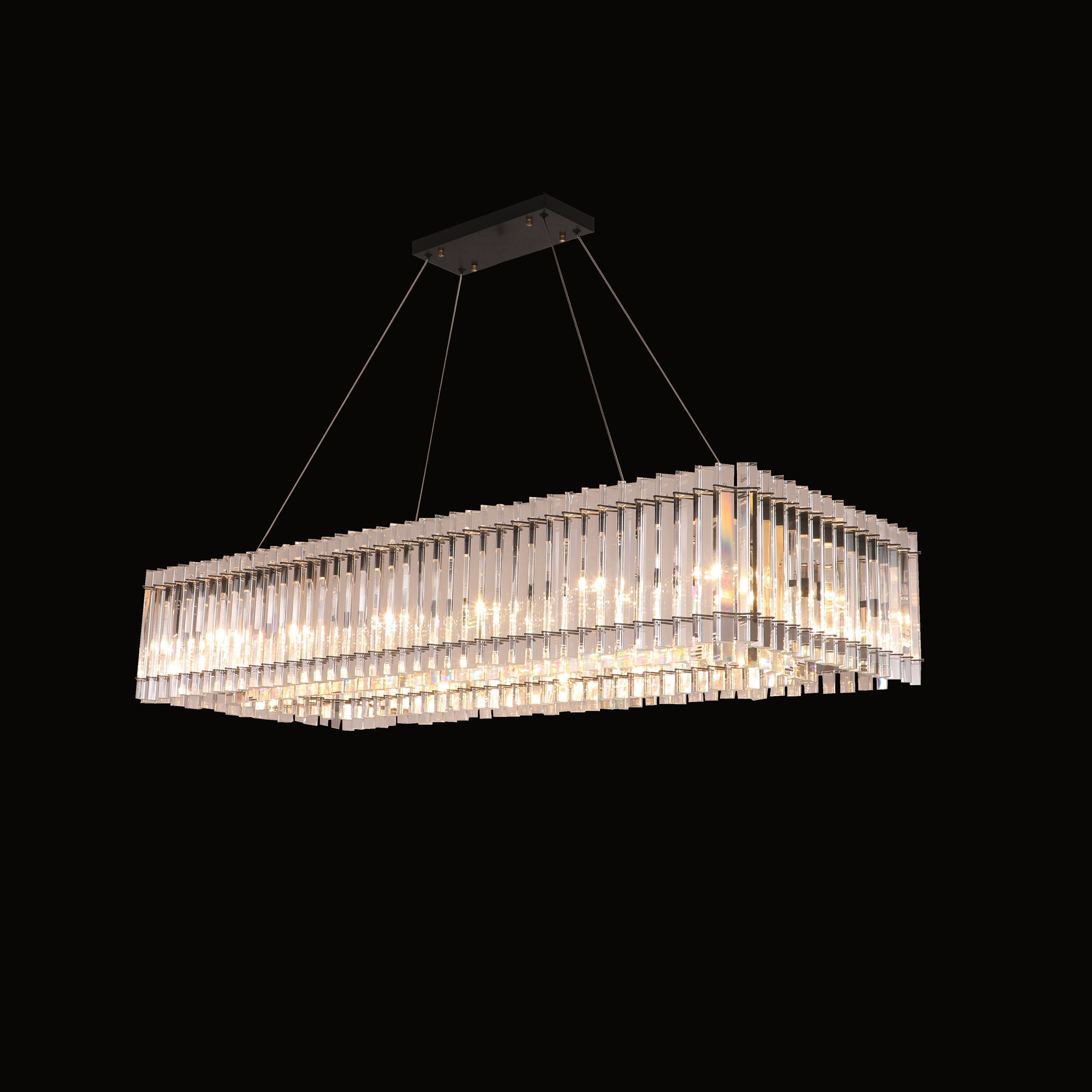 Apex Odeon Crystal Fringe 1-tier Rectangular Chandelier - Italian Concept -