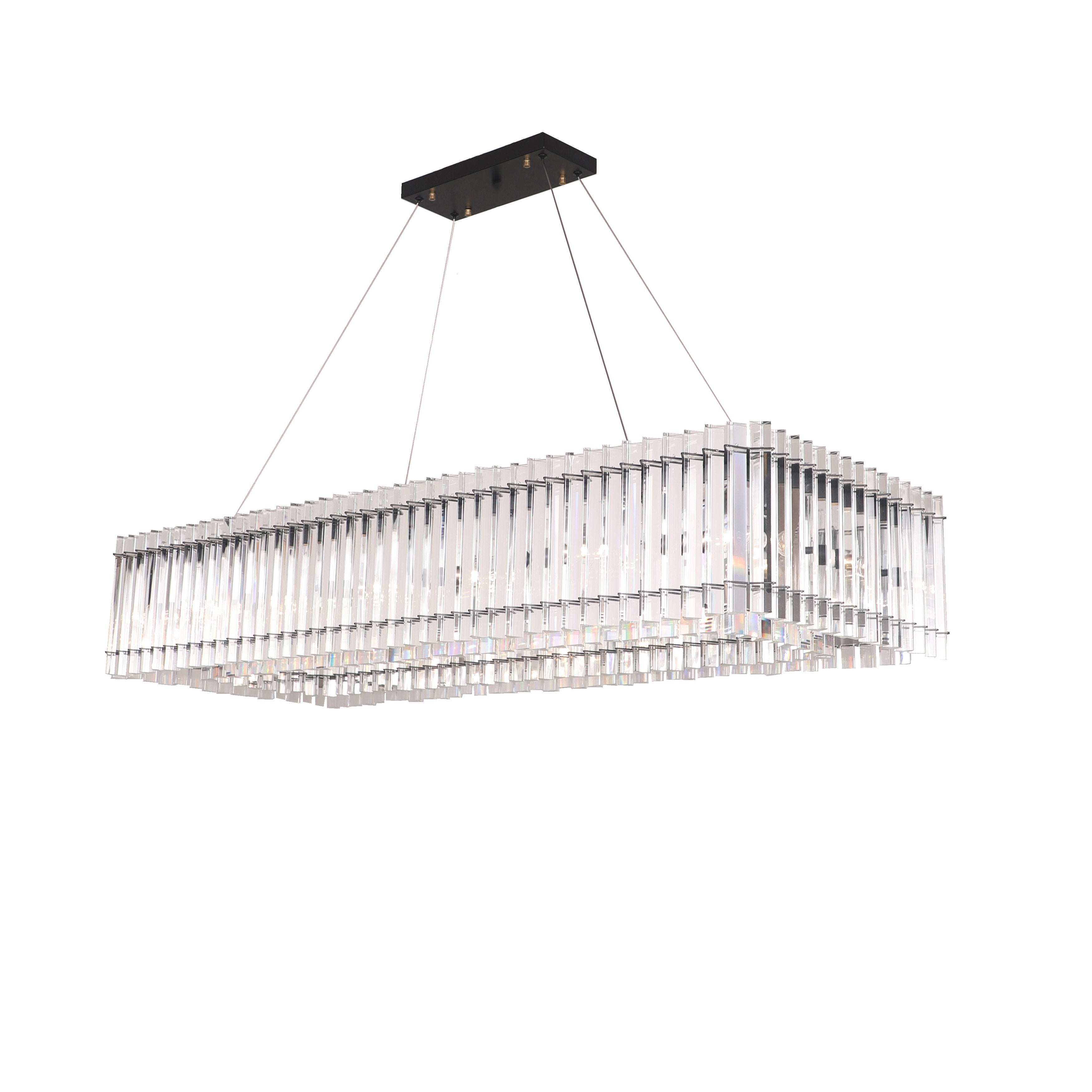 Apex Odeon Crystal Fringe 1-tier Rectangular Chandelier - Italian Concept -