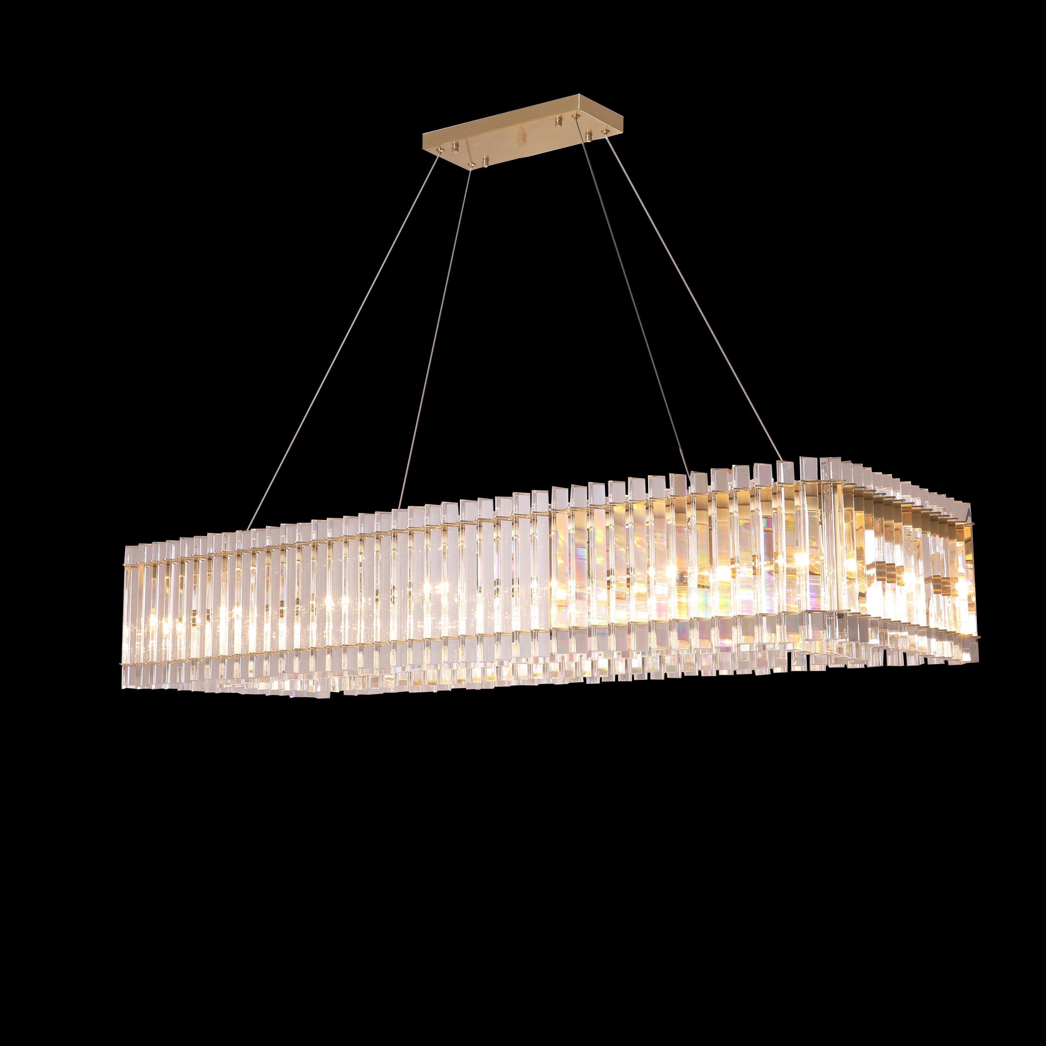 Apex Odeon Crystal Fringe 1-tier Rectangular Chandelier - Italian Concept -
