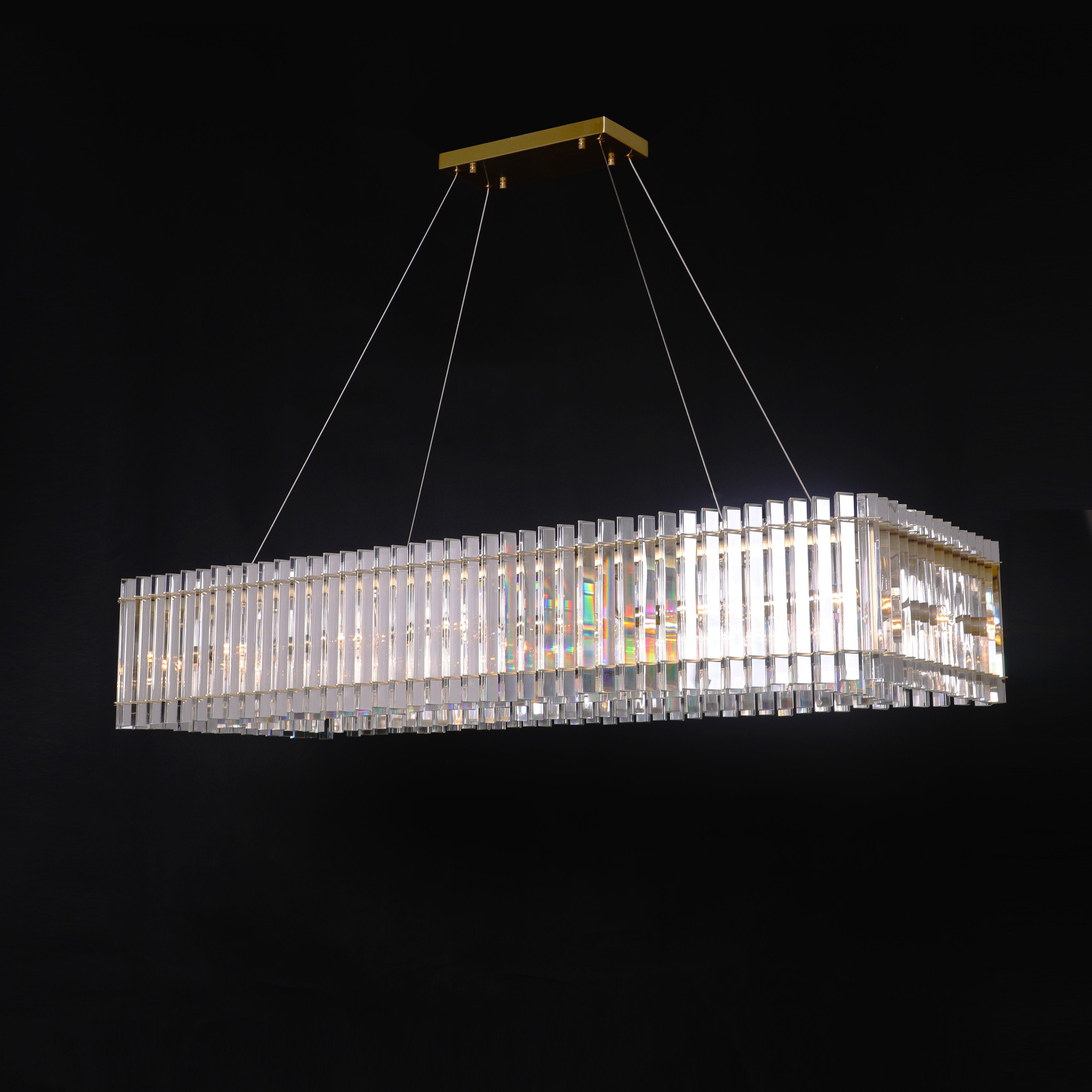 Apex Odeon Crystal Fringe 1-tier Rectangular Chandelier - Italian Concept -