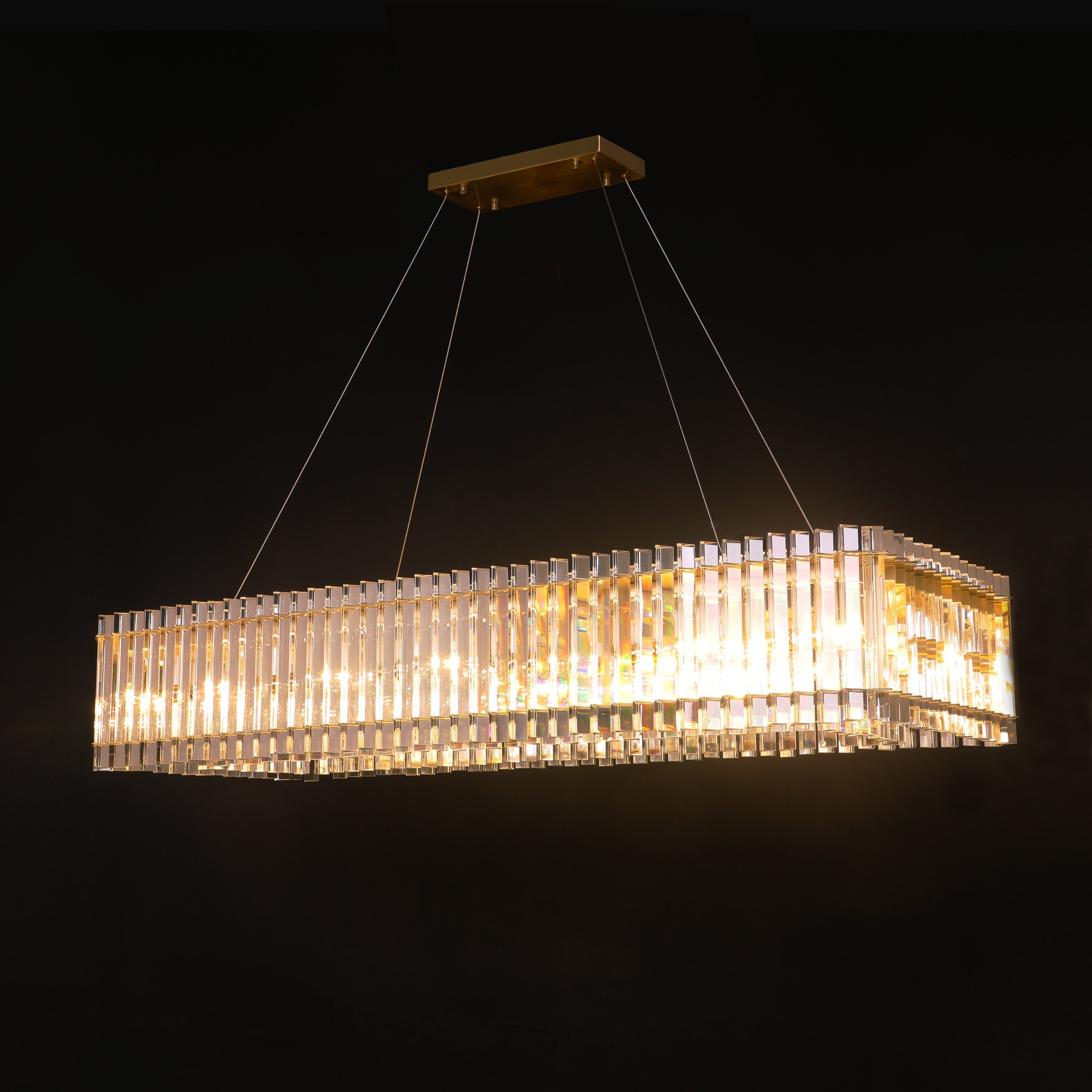 Apex Odeon Crystal Fringe 1-tier Rectangular Chandelier - Italian Concept -