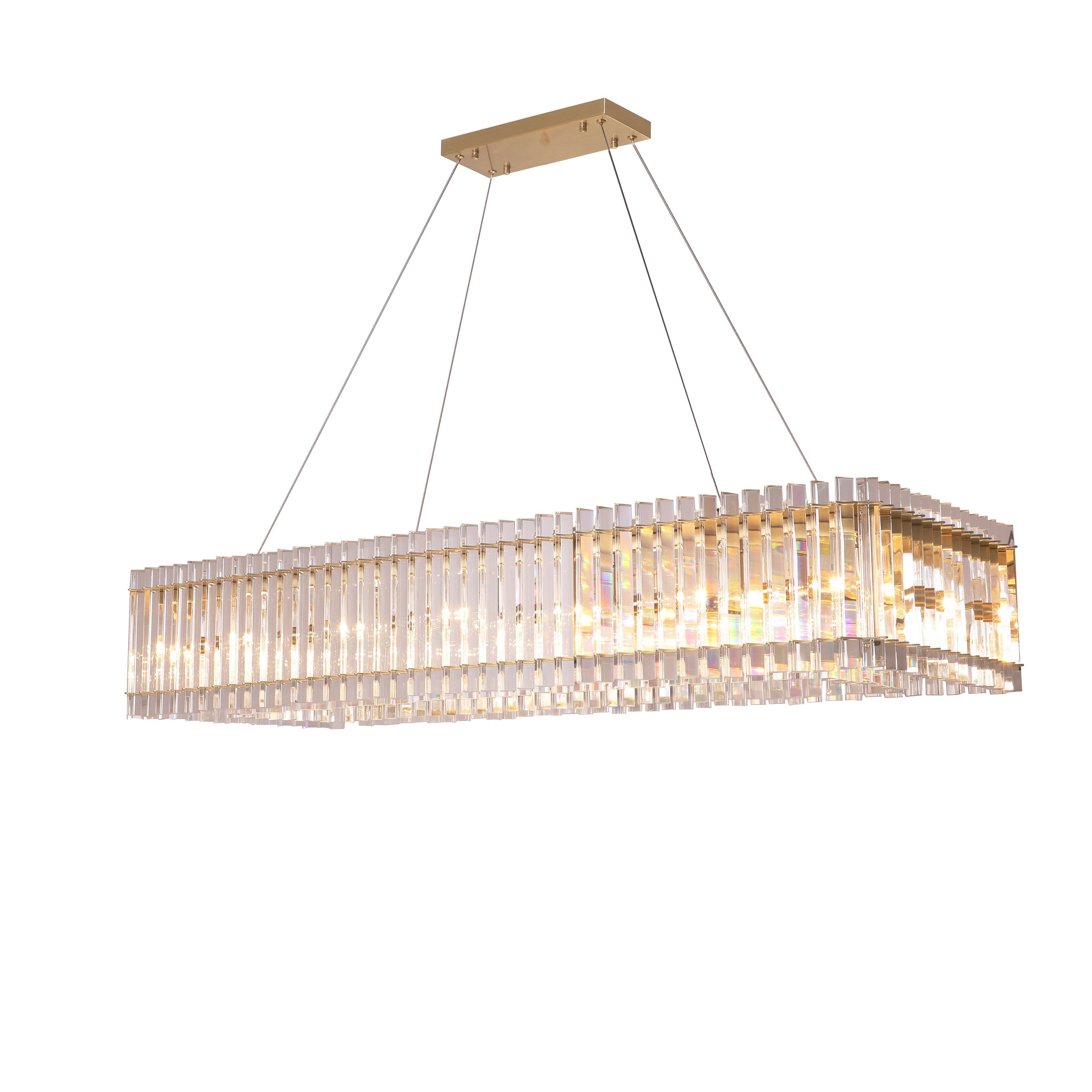 Apex Odeon Crystal Fringe 1-tier Rectangular Chandelier - Italian Concept -