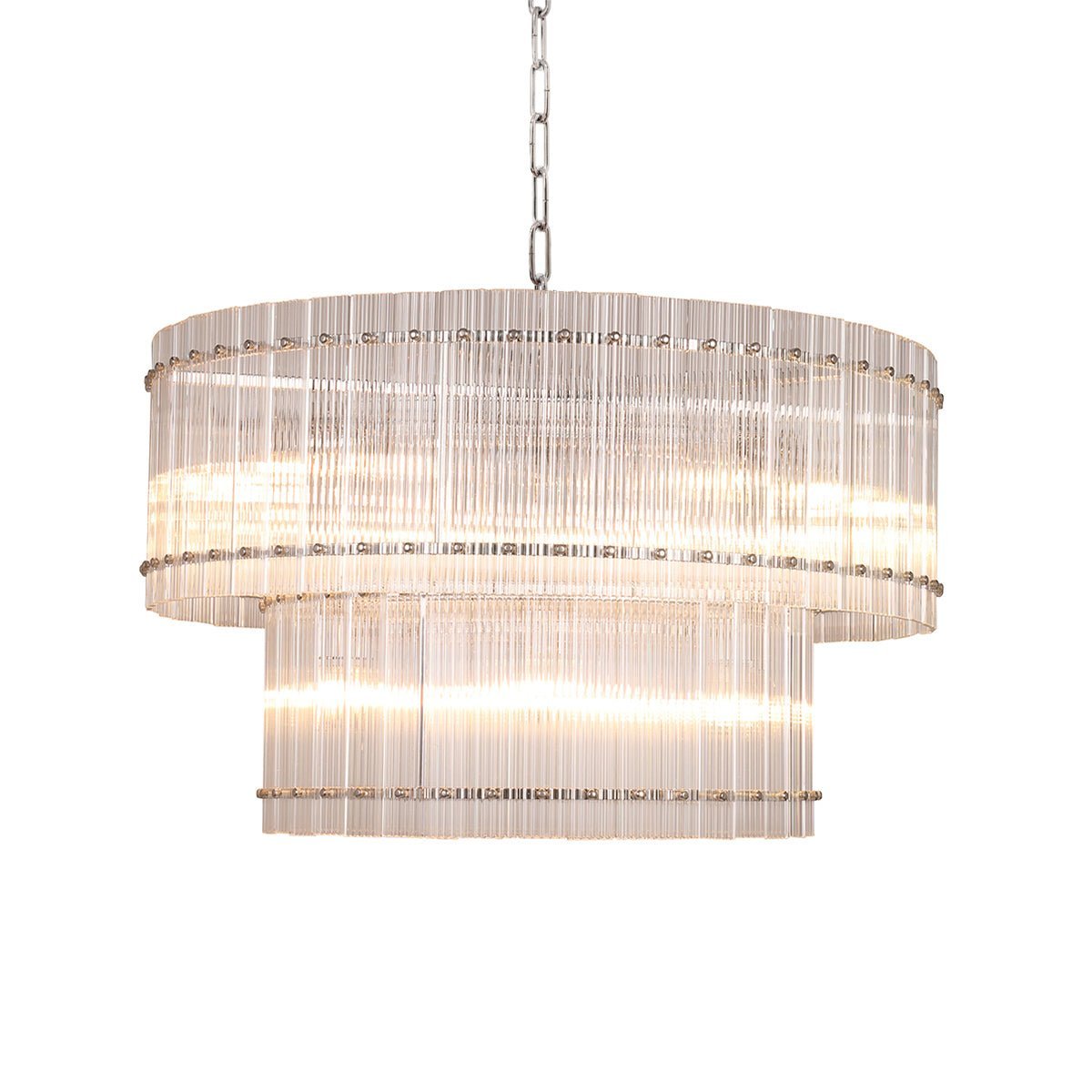 Carmel Round Ribbed Glass Tile Chandelier - Italian Concept -