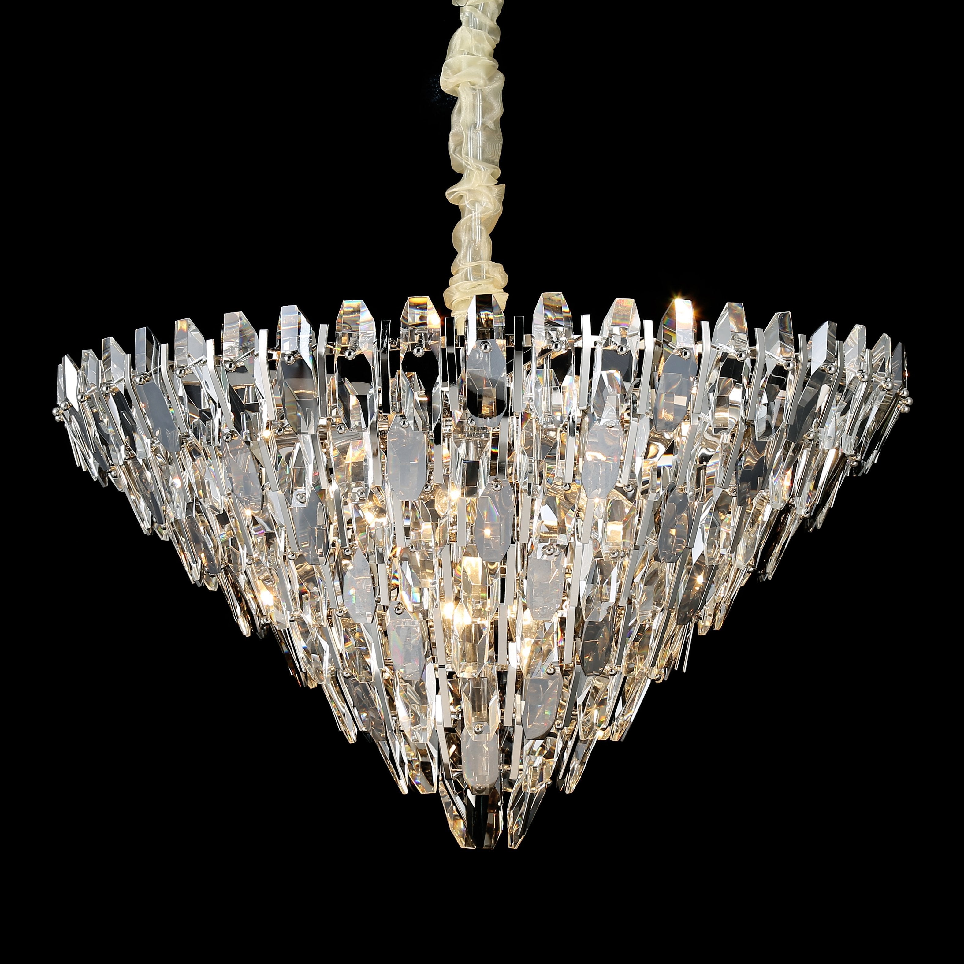 Sol Round Odeon Crystal Tiered Chandelier - Italian Concept