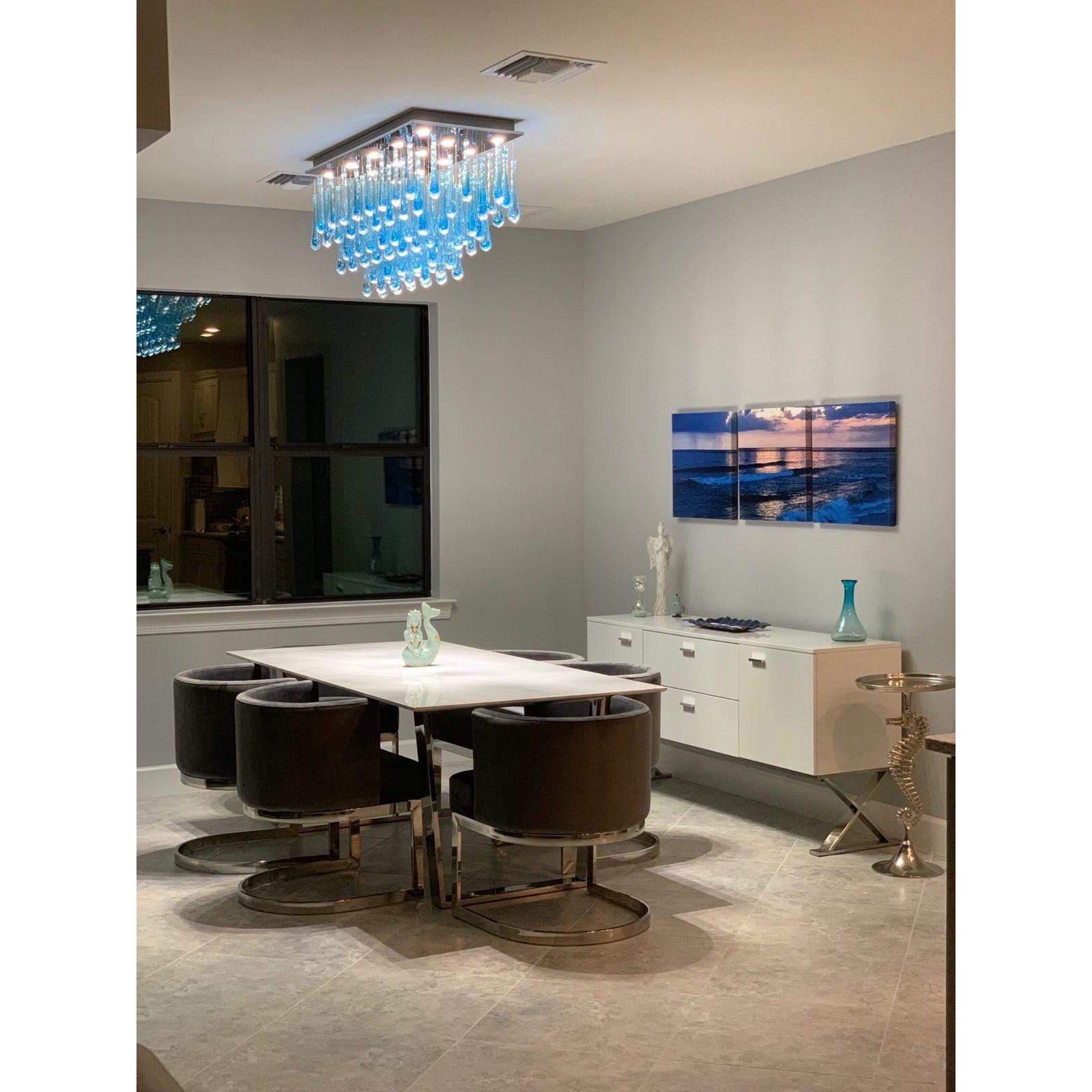 Blue Rainfall Murano Glass Chandelier - Italian Concept -