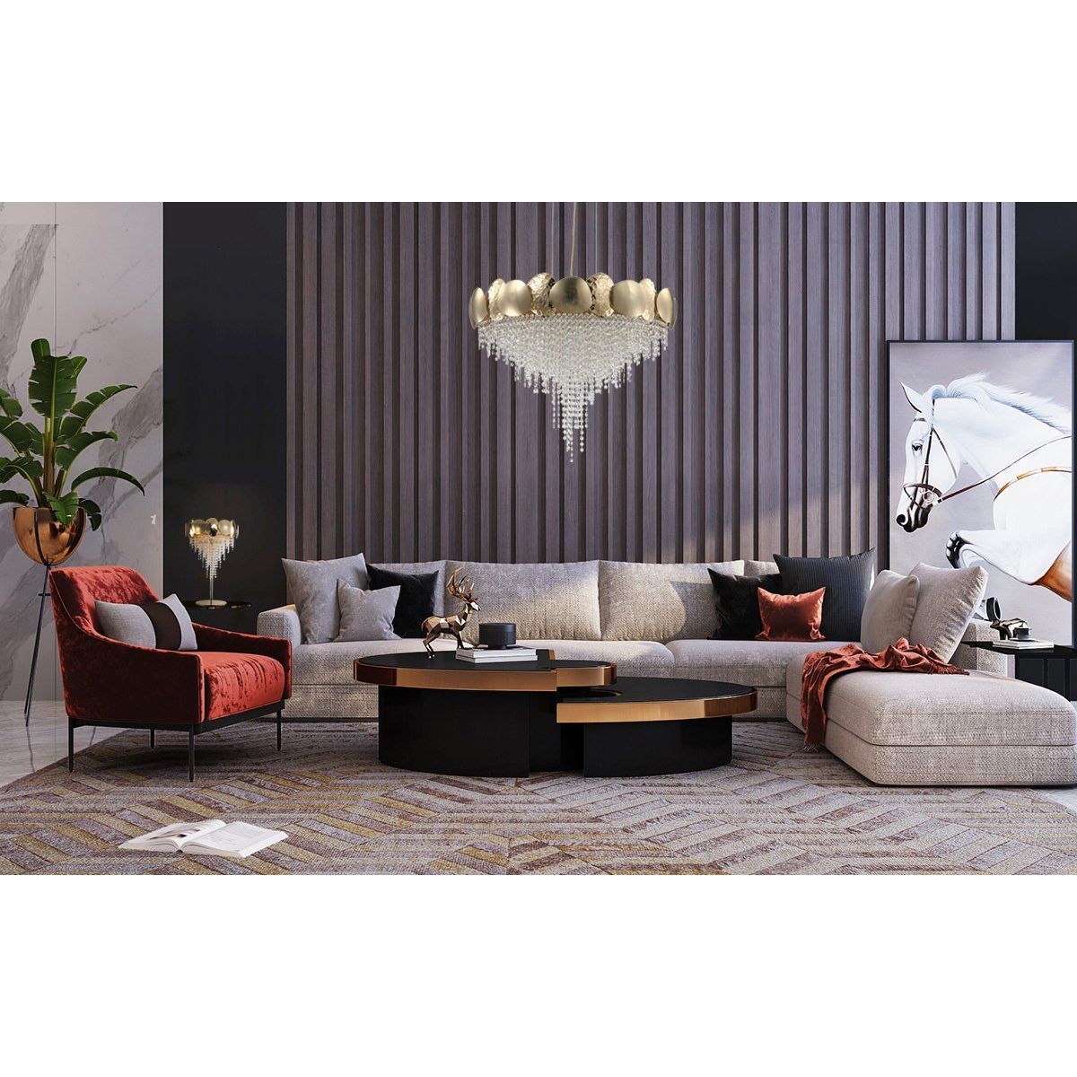 Amadeo Oval Brass Crystal Chandelier - Italian Concept -