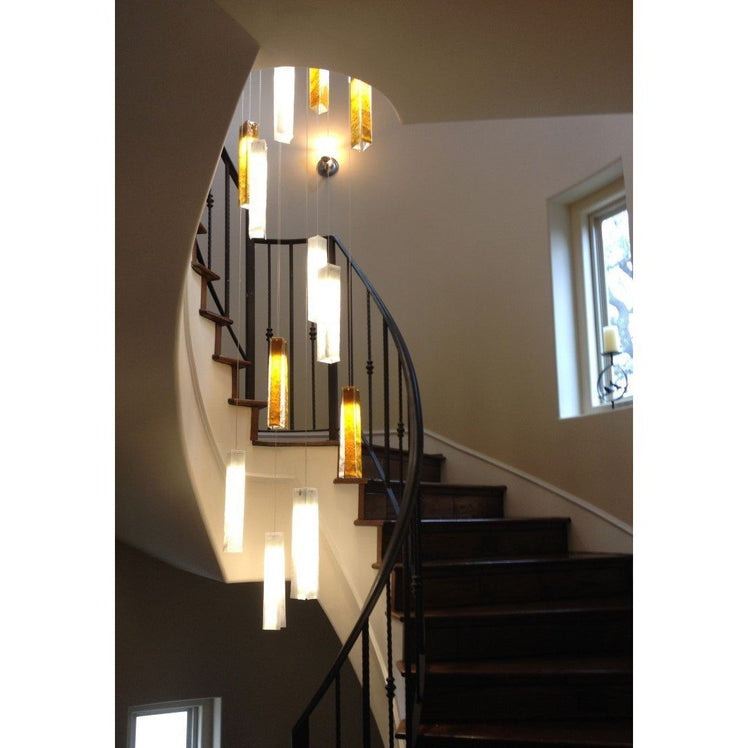 Rain Rectangular Cluster Glass tile Pendant Chandelier - Italian Concept - Size