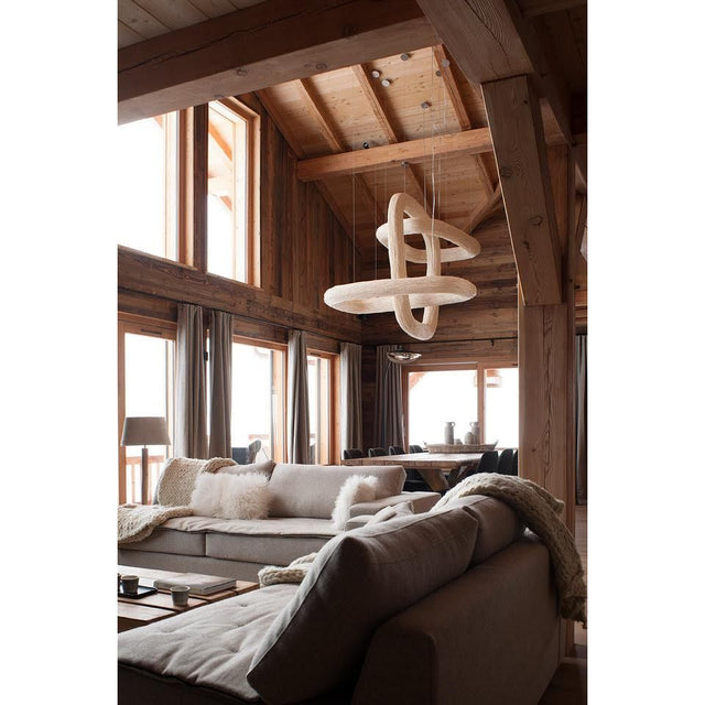 Triple Orbit Wood Foyer Chandelier - Italian Concept -