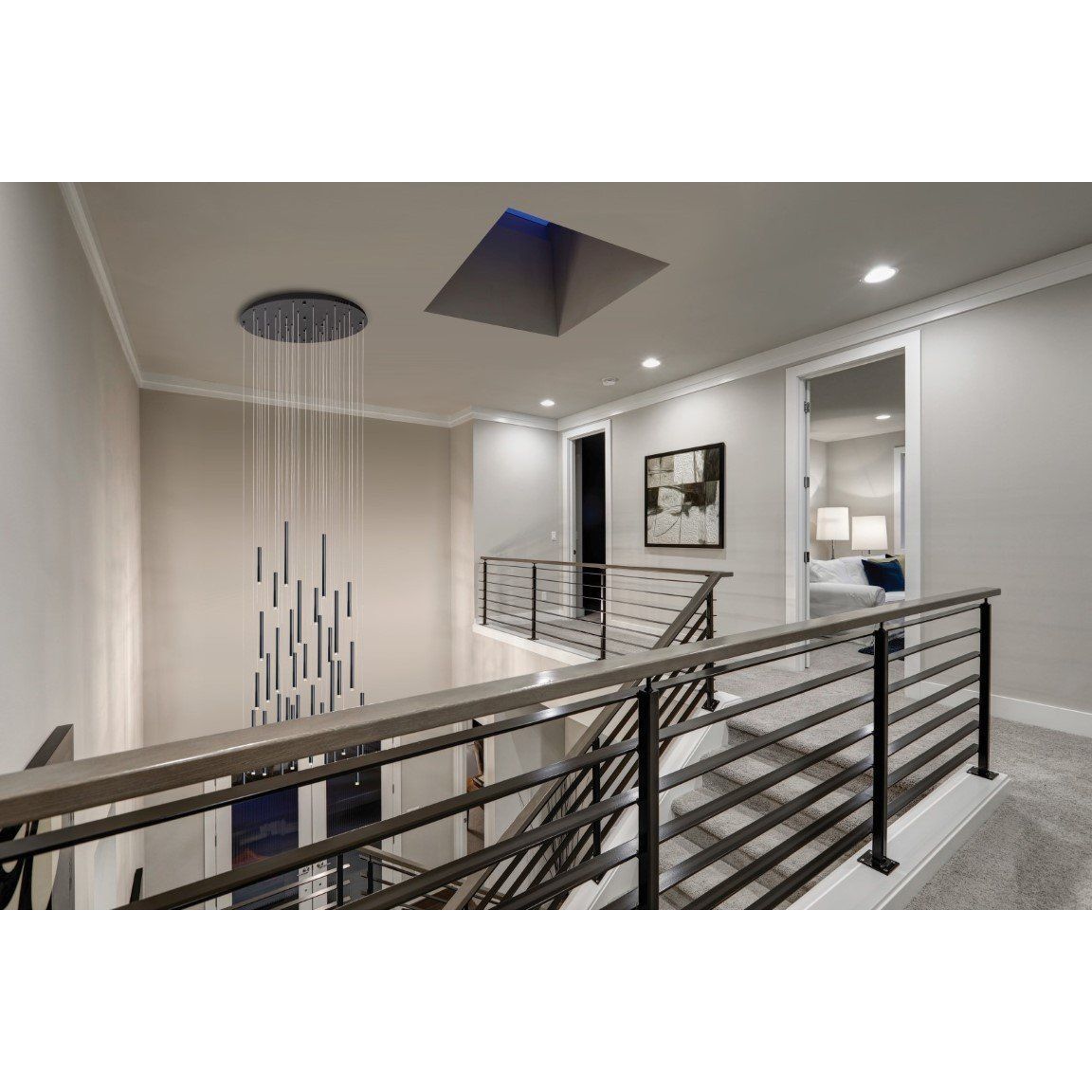 Bellini Round Metal Tubular Pendant Light Chandelier - Italian Concept -