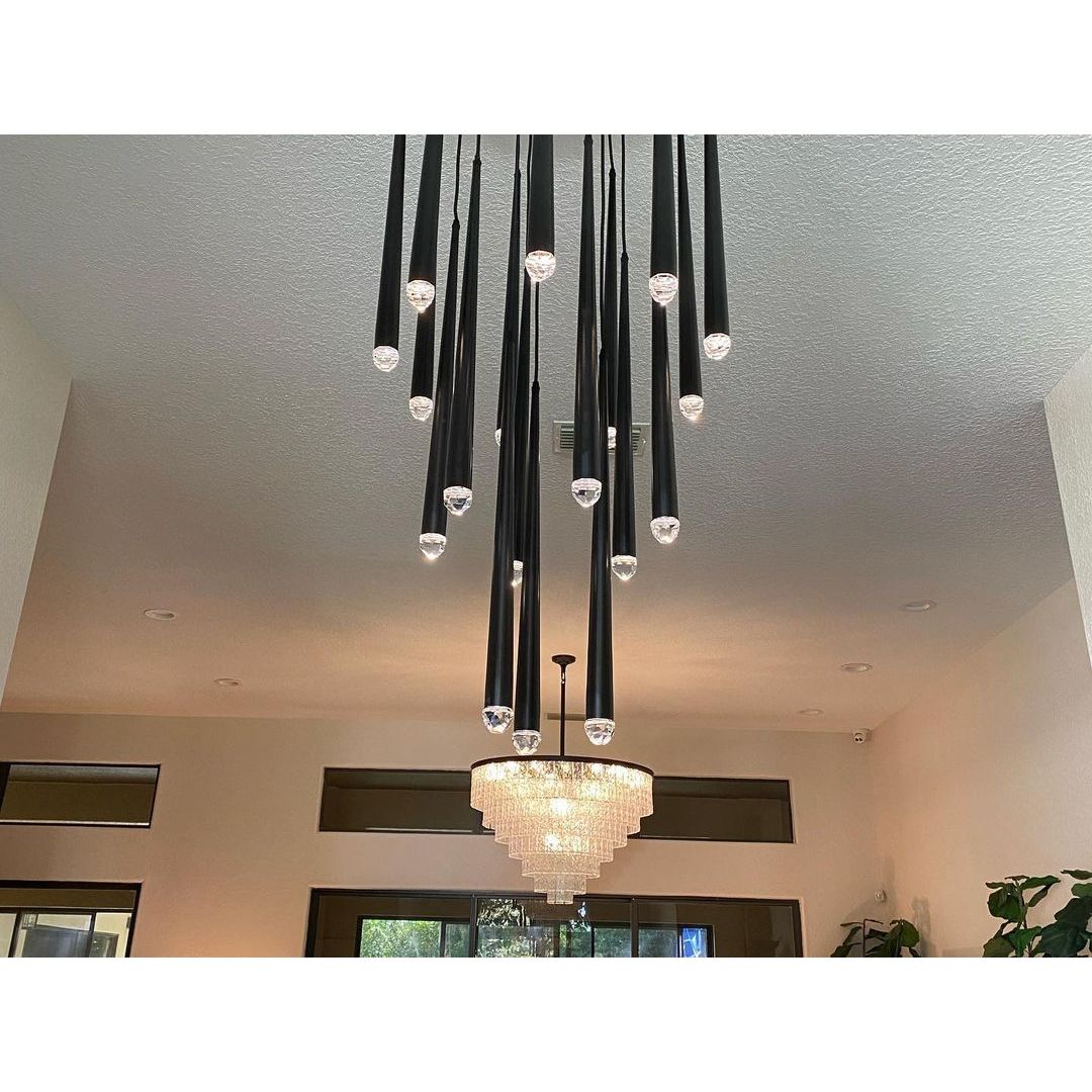 Anthropology Round Cluster Metal Tubular Crystal Pendant Light - Italian Concept -