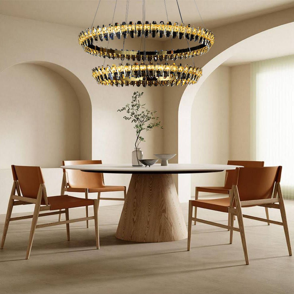 Sol Crystal Ring Cascade LED Chandelier - Italian Concept