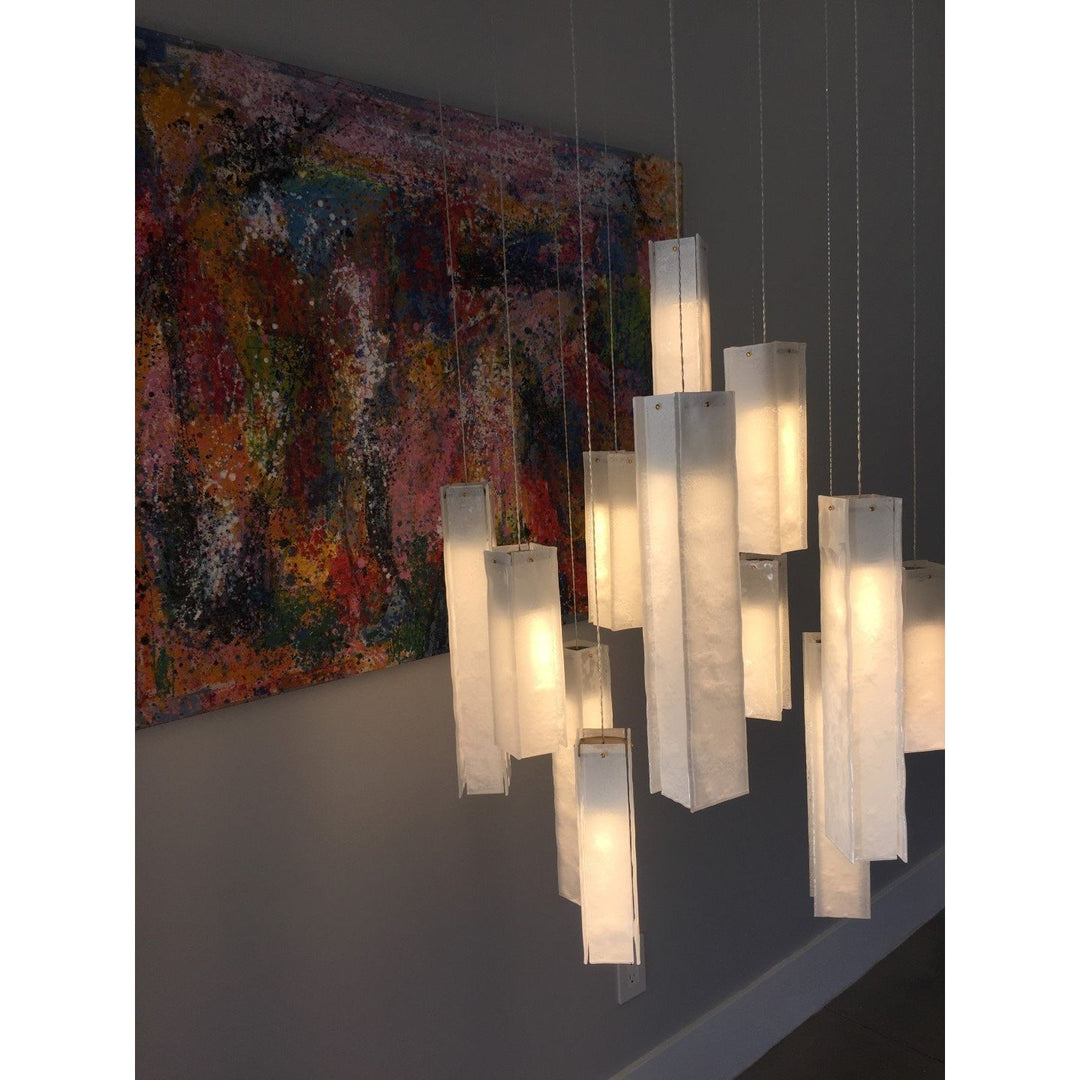 Rain Rectangular Cluster Glass tile Pendant Chandelier - Italian Concept -