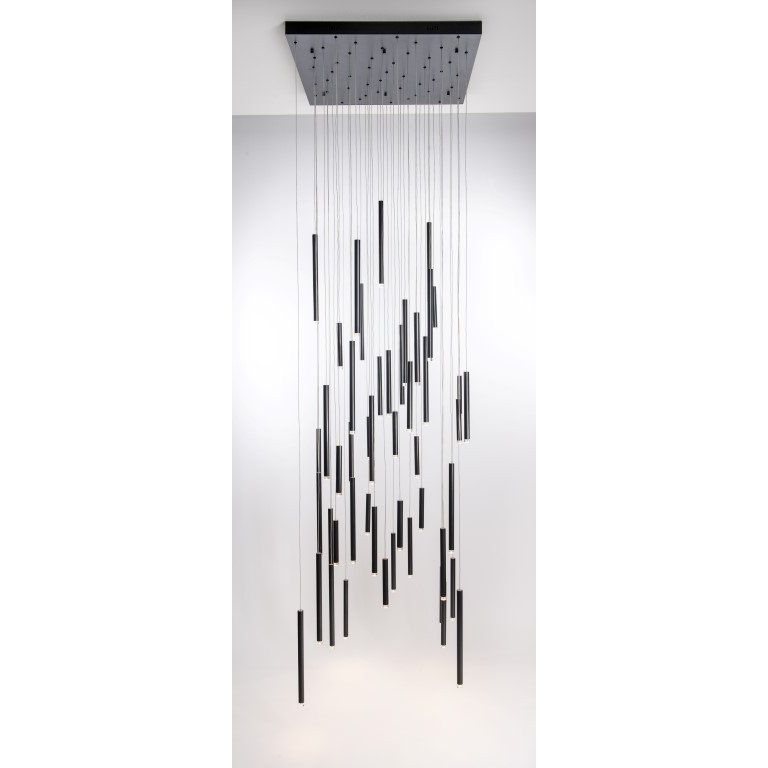 Bellini Square Tri-Tone Tubular Pendant Light Chandelier - Italian Concept -