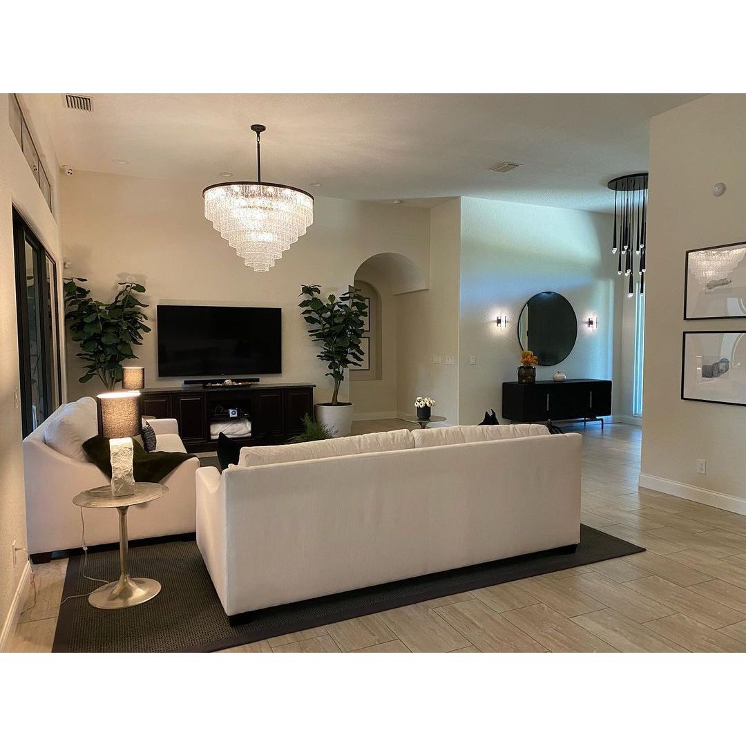 Oliver Round Tiered Glass Tile Chandelier Collection - Italian Concept -