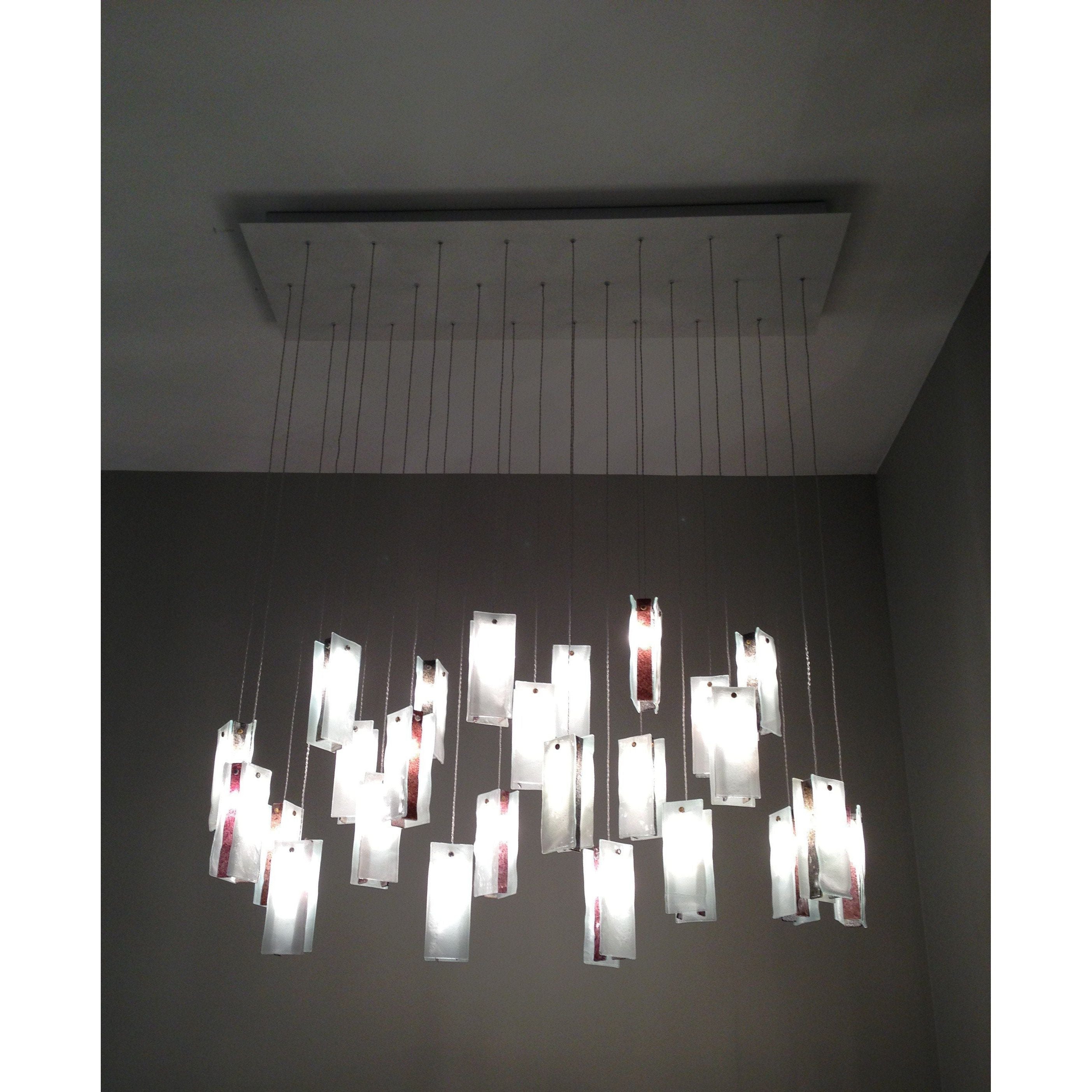 Rain Rectangular Cluster Glass tile Pendant Chandelier - Italian Concept -
