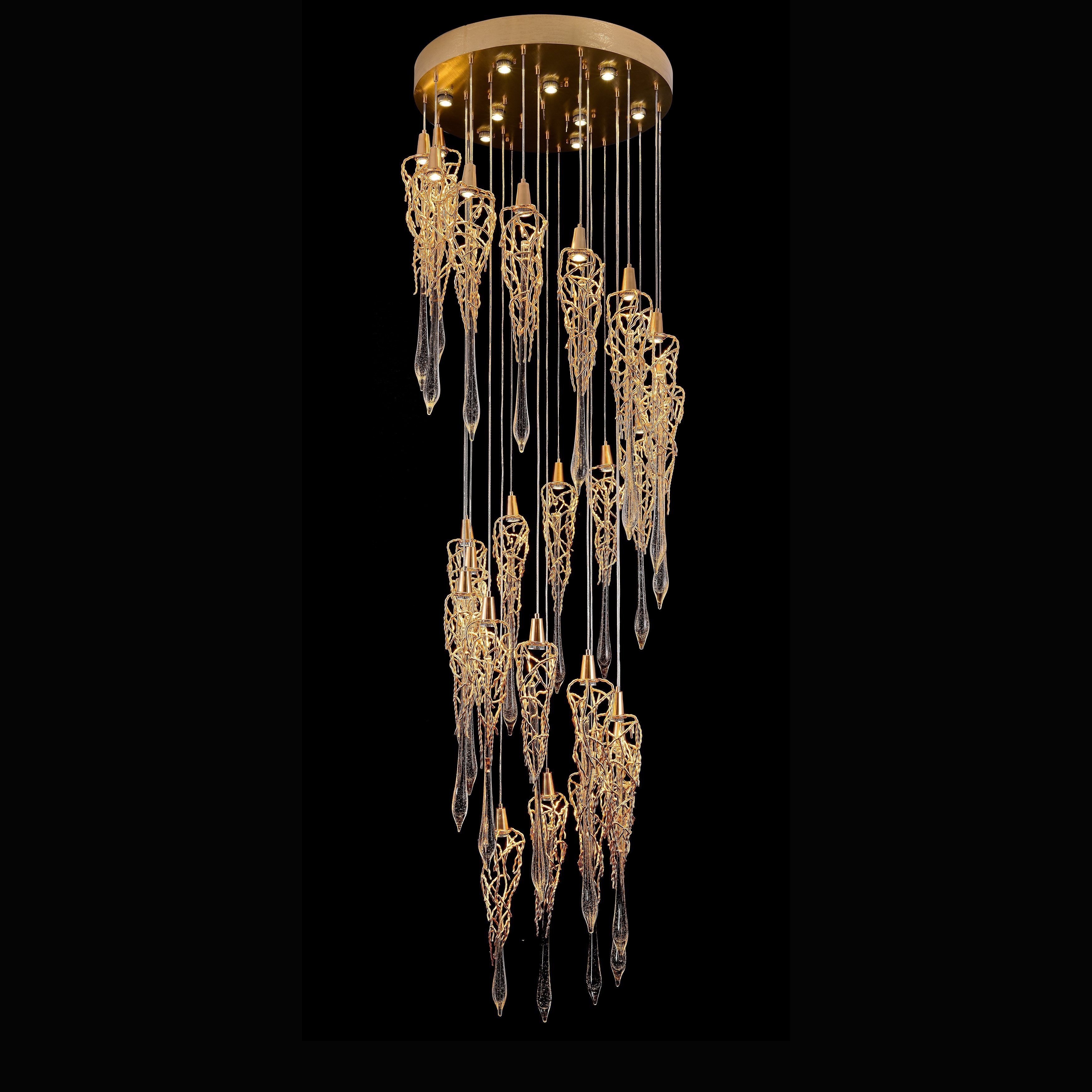 Organic Round Branching Brass Teardrop Pendant - Italian Concept