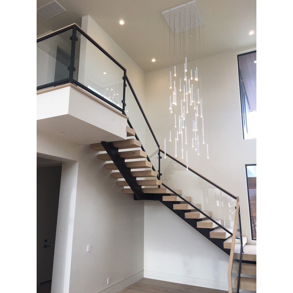 Bellini Square Tri-Tone Tubular Pendant Light Chandelier - Italian Concept -