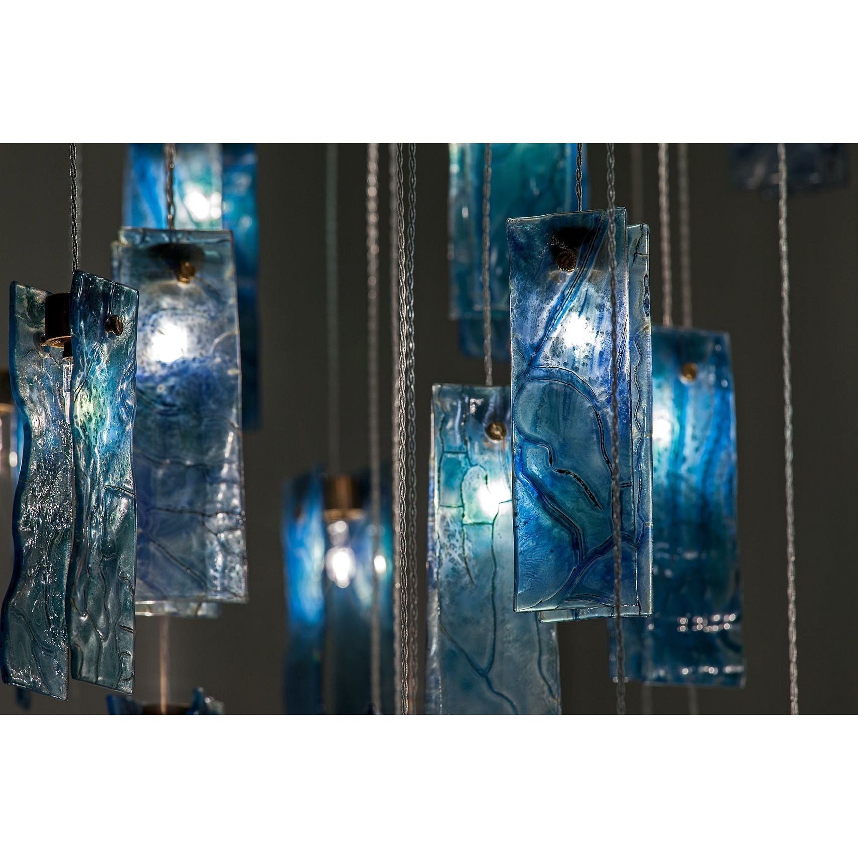 Rain Rectangular Cluster Glass tile Pendant Chandelier - Italian Concept -
