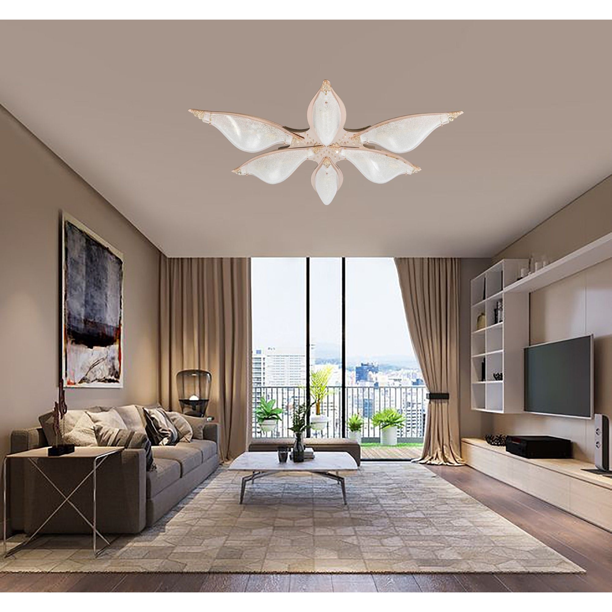 Aria Open-Flower Crystal Murano Flushmount Chandelier - Italian Concept -